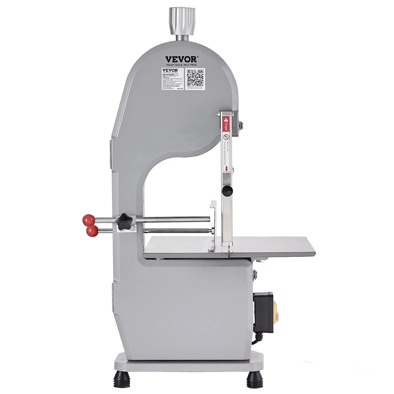 VEVOR Commercial Electric Meat Bandsaw, 1500W Stainless Steel Countertop Bone Sawing Machine, Workbeach 19.3" x 15", 0.16-7.9 Inch Cutting Thickness, Frozen Meat Cutter with 6 Blades for Rib Pork Beef