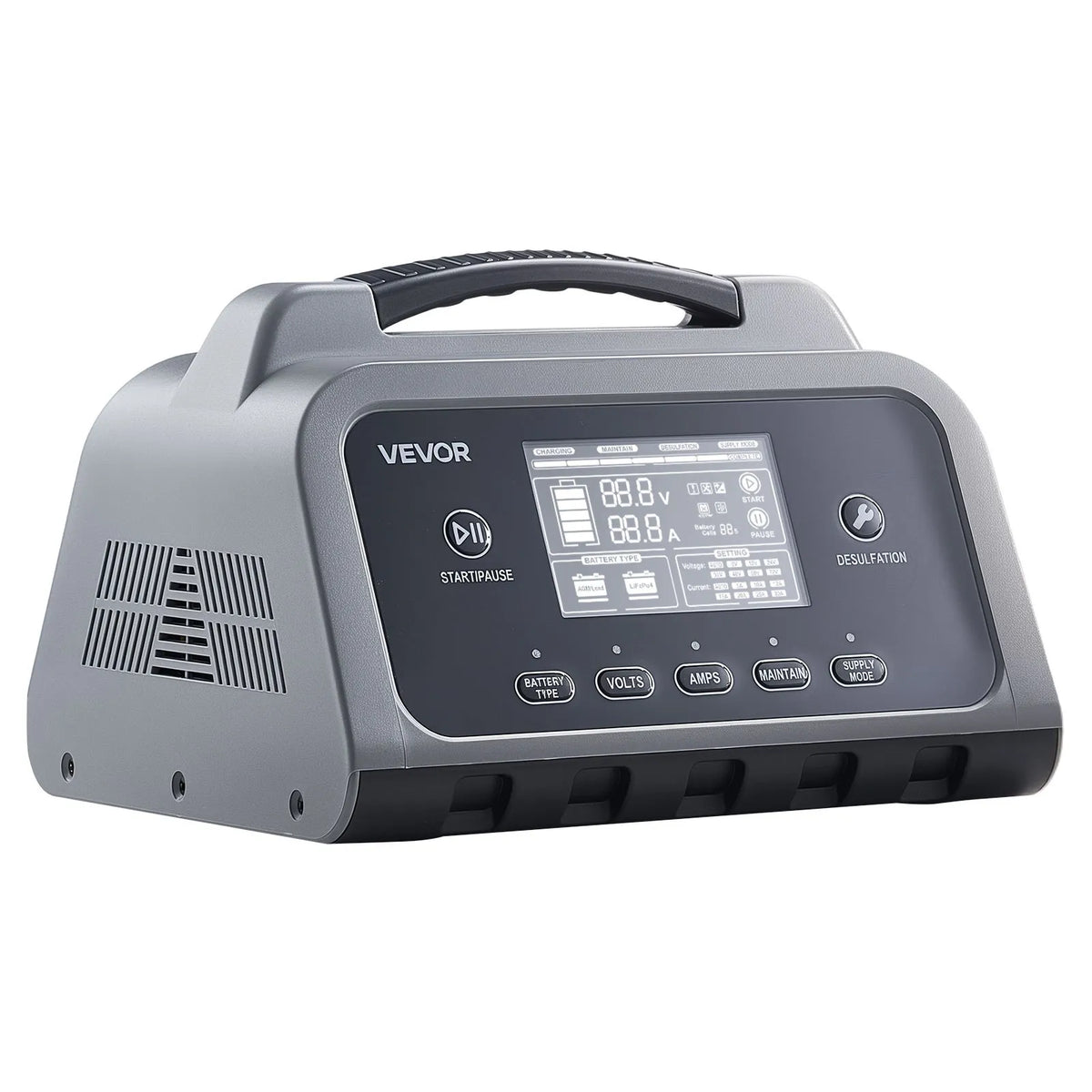 Smart Battery Charger – 12A/16A, 6V-72V LiFePO4 & Lead-Acid Battery Charger with LCD Display, Maintainer & Desulfator