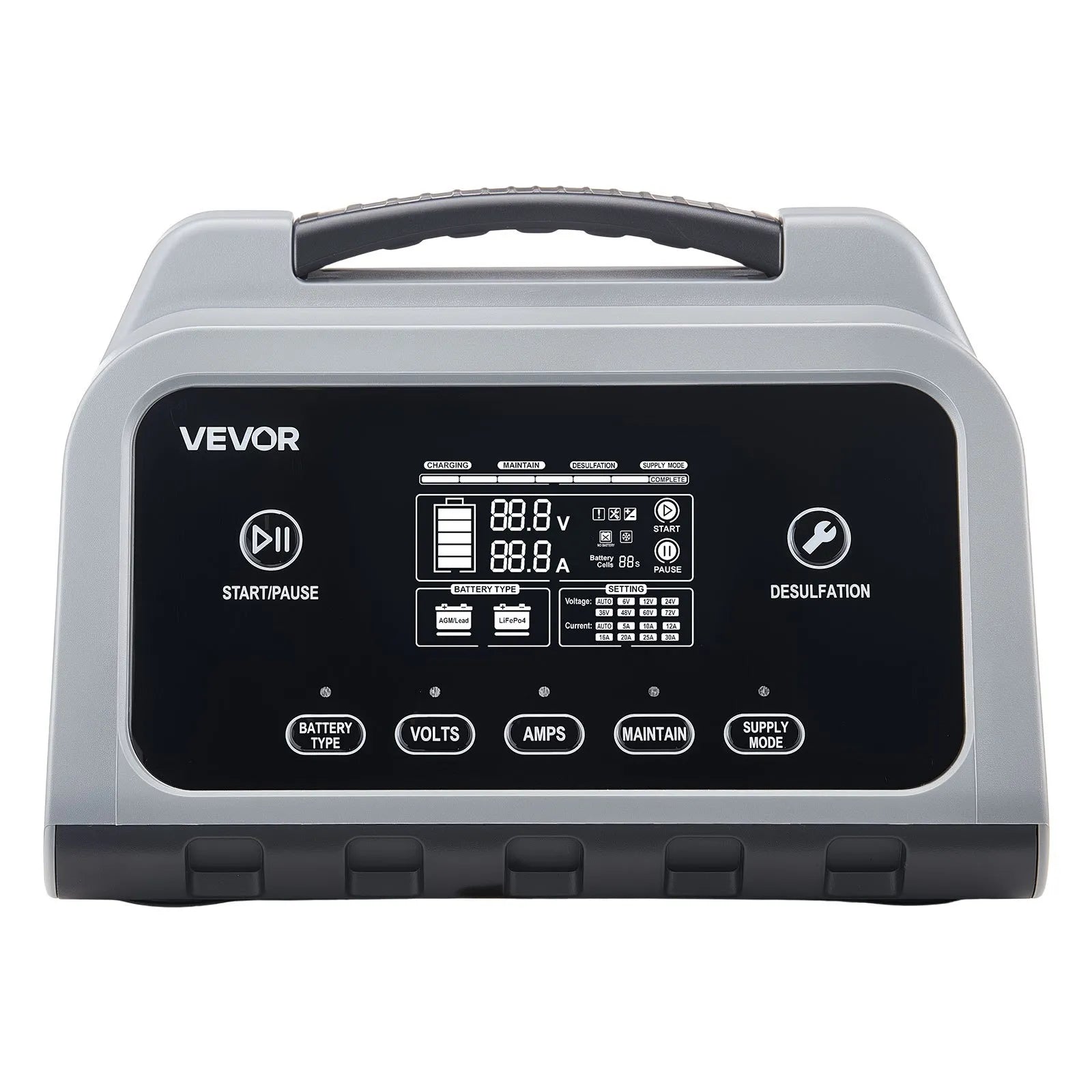 VEVOR Smart Battery Charger 25A – 6V / 12V / 24V Lithium & Lead-Acid Charger with LCD Display