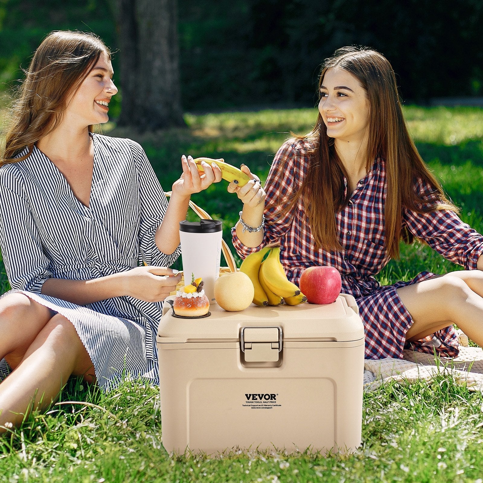 VEVOR Portable Cooler 16.5 QT Insulated Cooler 23 Can Capacity with Cup Holder