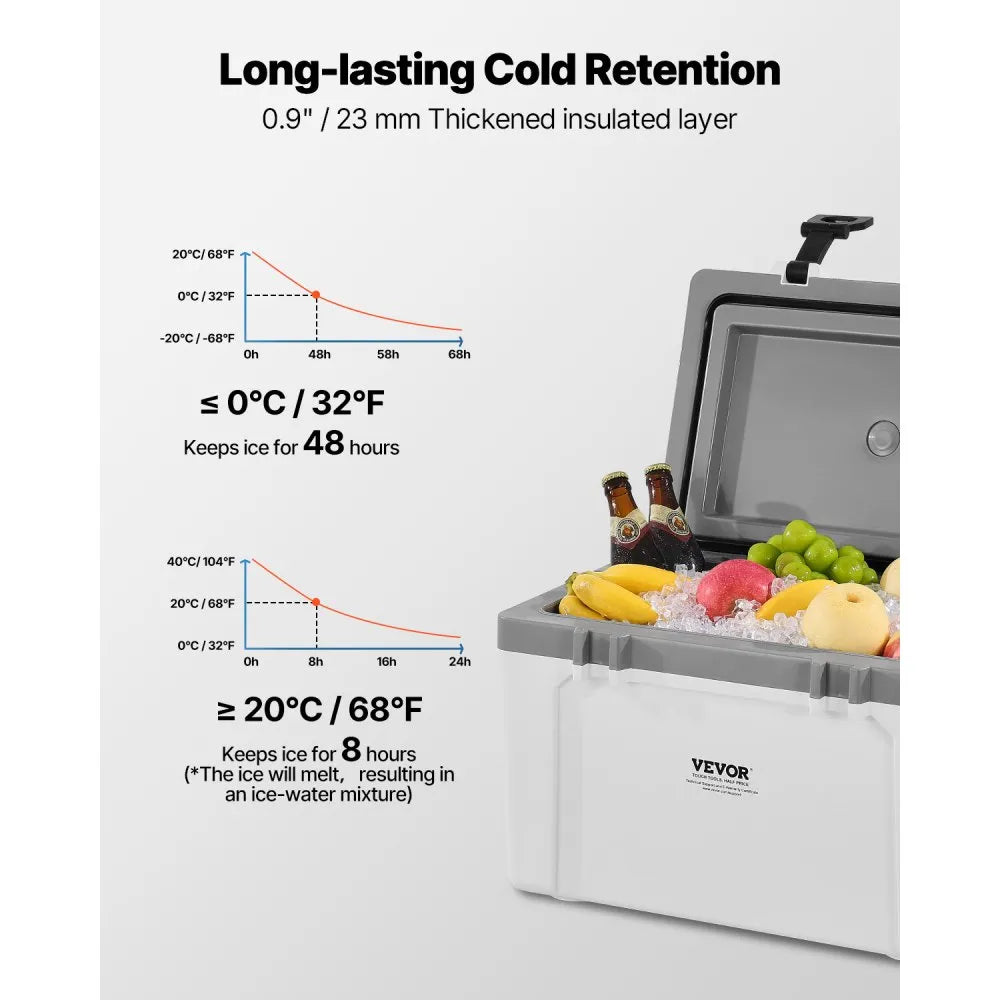 VEVOR Portable Cooler 26 QT Insulated Cooler 38 Can Capacity with Handles Strap