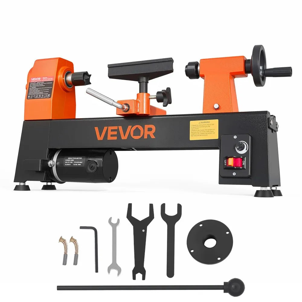 8" x 13" Mini Benchtop Wood Lathe, 1/3 HP Variable Speed Woodworking Lathe, 150–3200 RPM