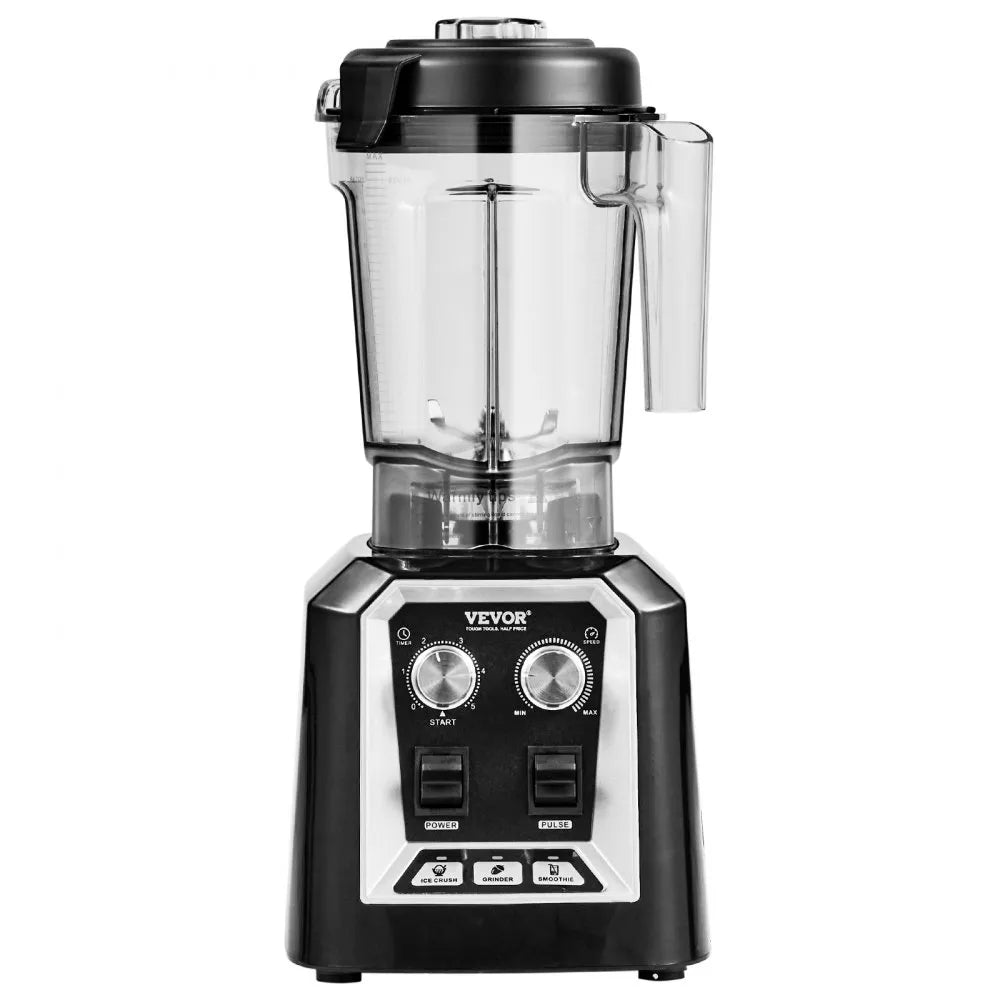 VEVOR Professional Blender, Commercial Countertop Blenders, 68 oz Jar Blender Combo, Stainless Steel 3 Functions Blender, for Frozen Drinks, Shakes, Smoothies, Peree, and Crush Ice, Black