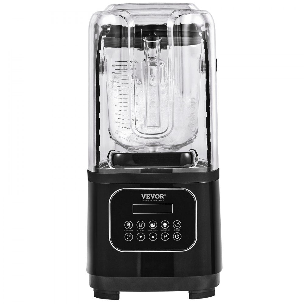 VEVOR Professional Blender with Shield, Commercial Countertop Blenders, 68 oz  Blender Combo, Stainless Steel 9 Speed & 5 Functions Blender, for Shakes, Smoothies, Peree, and Crush Ice, Black