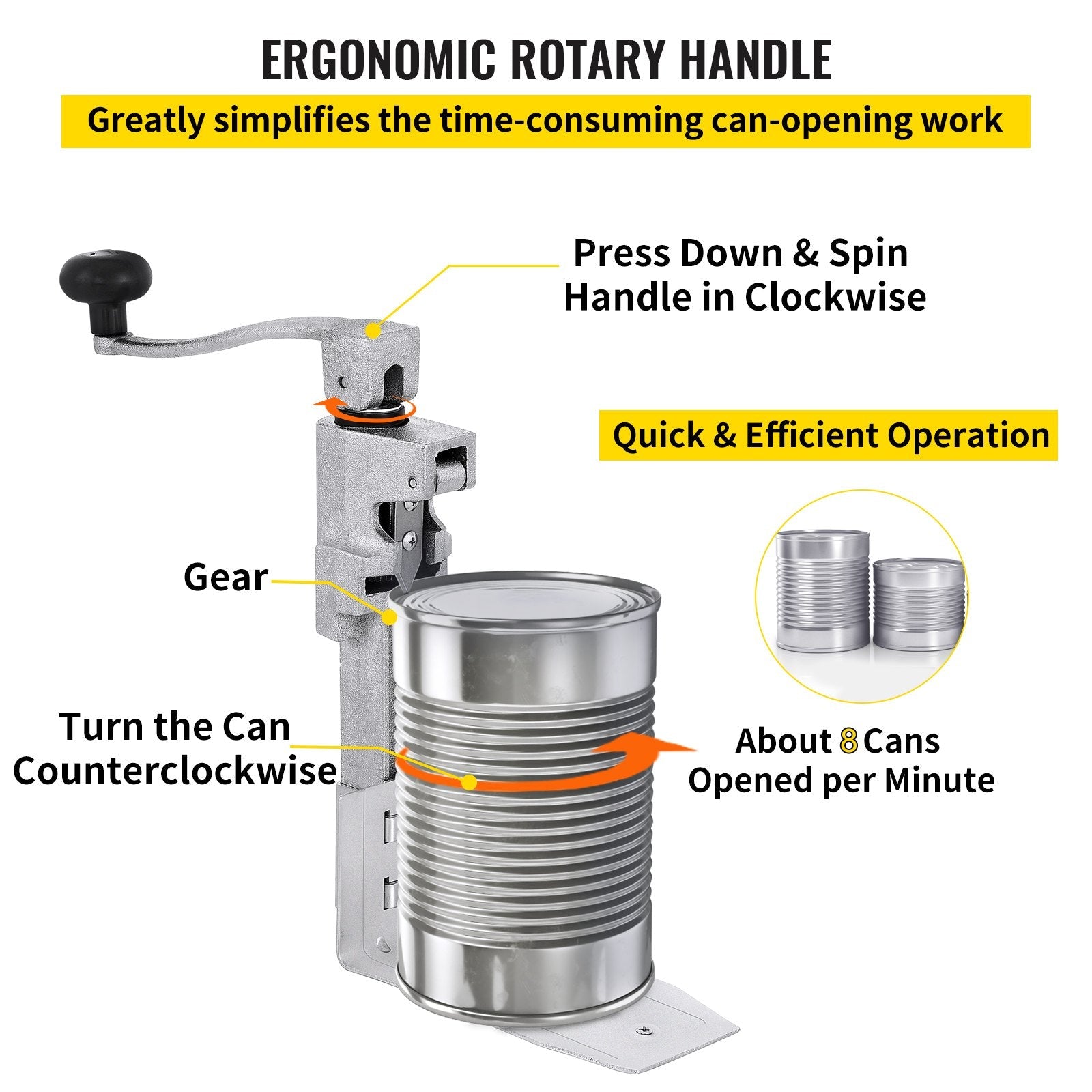VEVOR Commercial Can Opener 18.7 inches Tabletop Can Opener, Heavy Duty Manual Table Can Opener for Restaurant Hotel Bar
