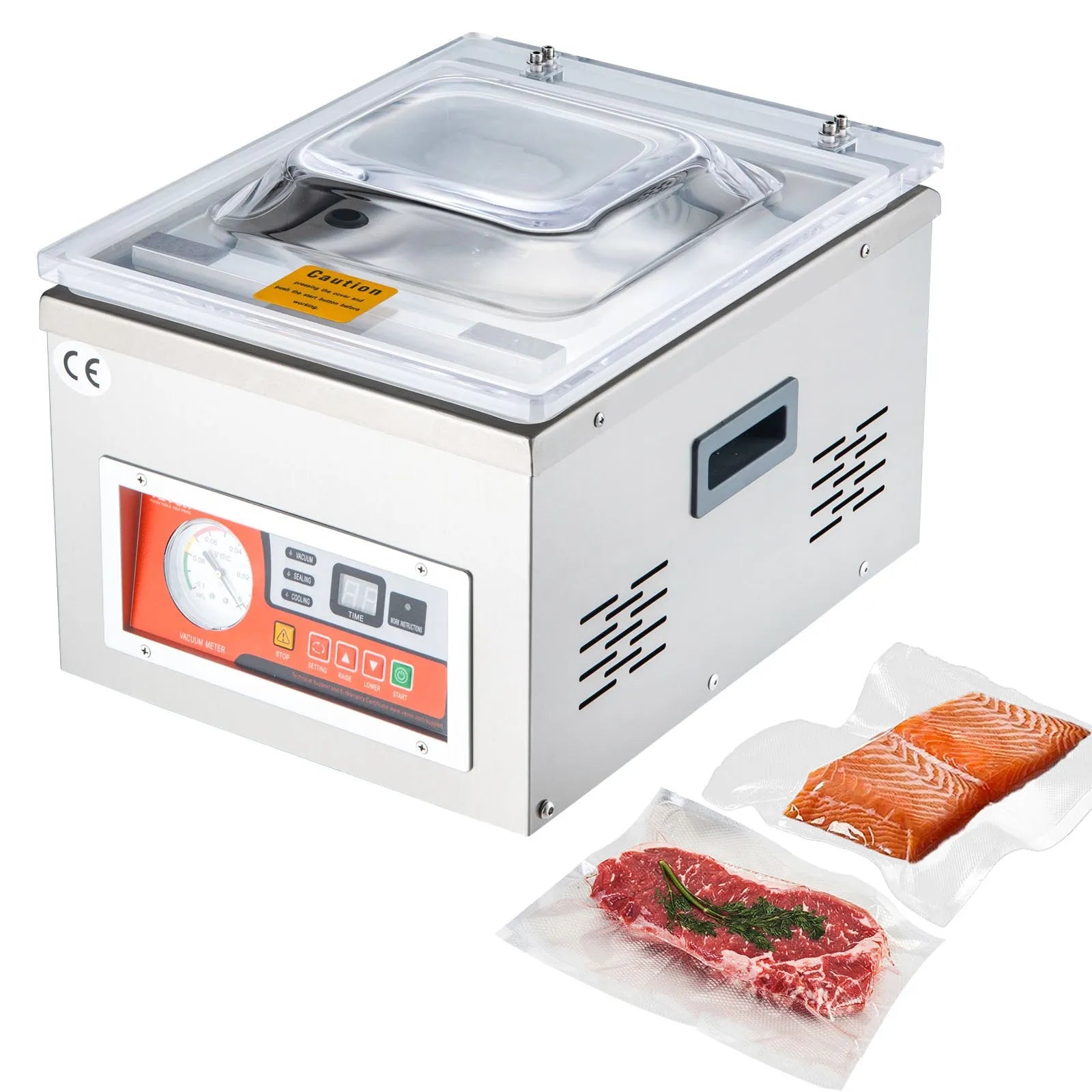 VEVOR Chamber Vacuum Sealer, 260W Sealing Power, Vacuum Packing Machine for Wet Foods, Meats, Marinades and More, Compact Size with 15.7" Sealing Length, Applied in Home Kitchen and Commercial Use