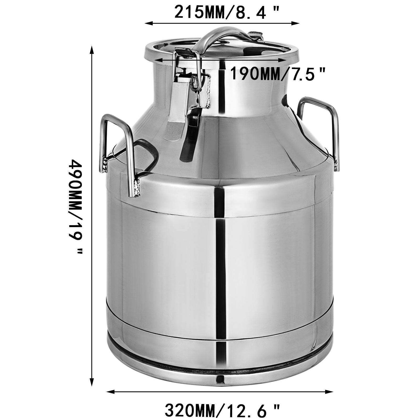 VEVOR Stainless Steel Milk Can 20 Liter Milk Bucket Wine Pail Bucket 5.25 Gallon Milk Can Tote Jug with Sealed Lid Heavy Duty