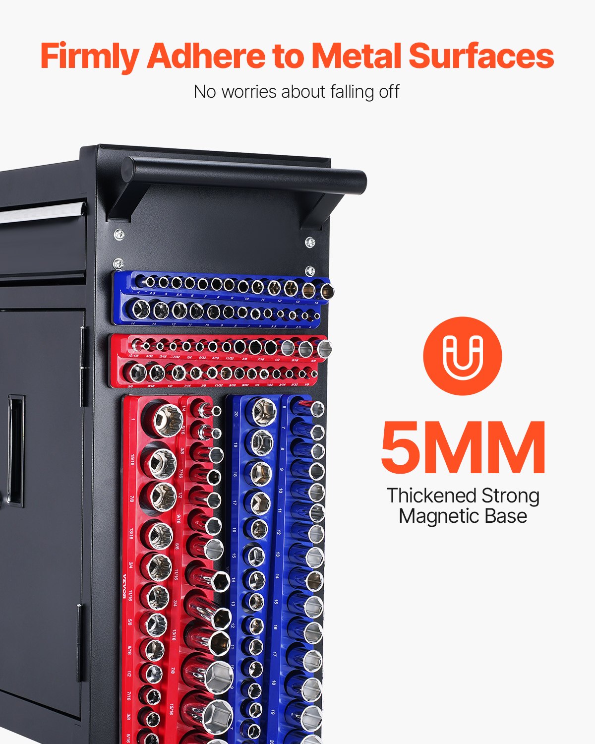 VEVOR Magnetic Socket Organizer Set 4PCS Socket Trays Blue & Red for Metric SAE