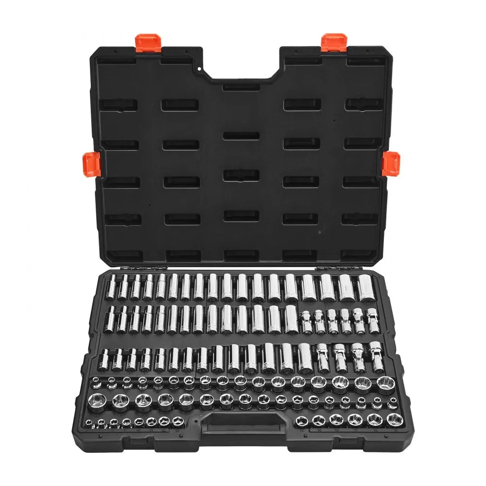 VEVOR 104-Piece Socket Set, 3/8" Drive Metric Socket Tool Kit, 6-24 mm with Storage Case