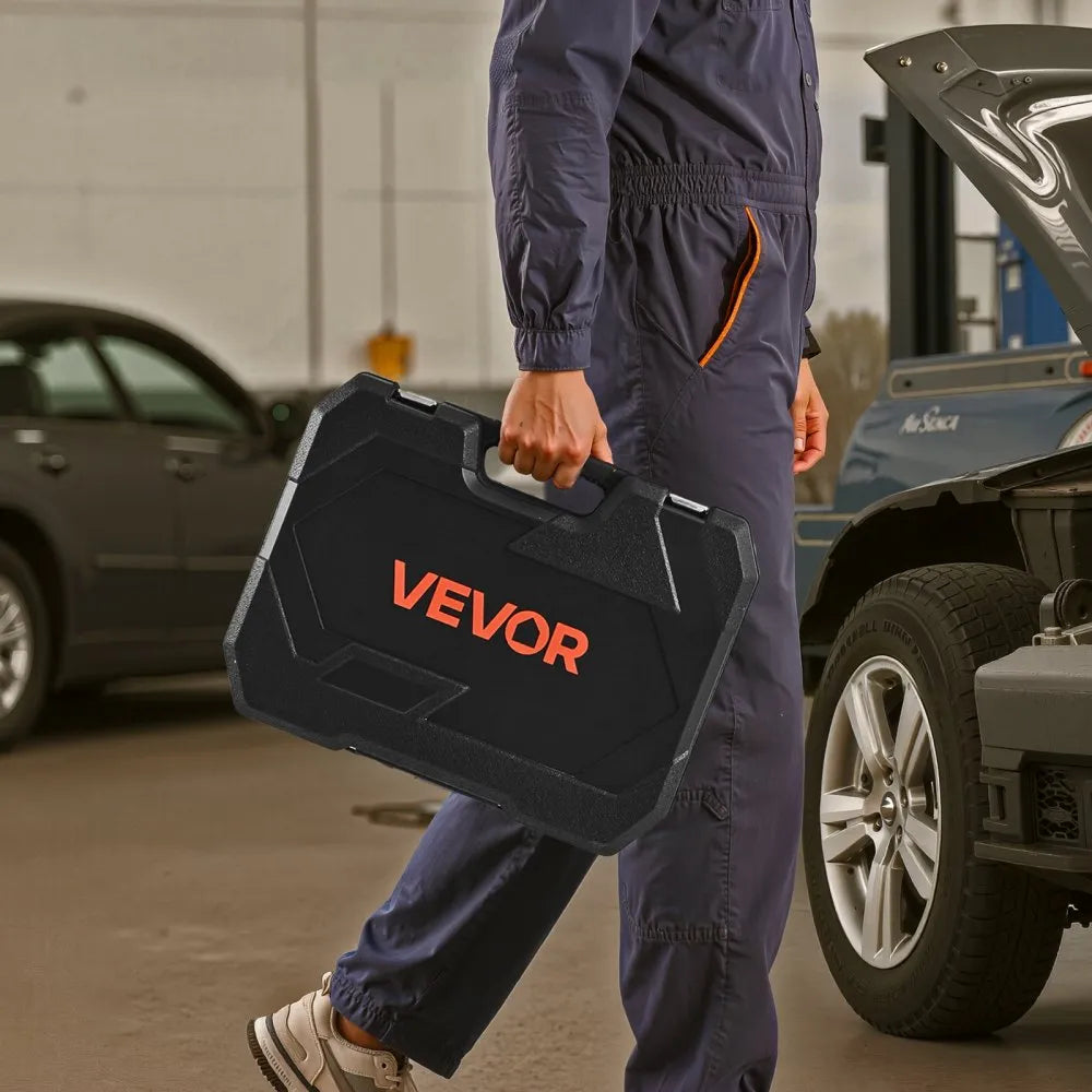VEVOR 86-Piece Socket Set, 1/4", 3/8" & 1/2" Drive SAE & Metric Ratchet Tool Kit with Case