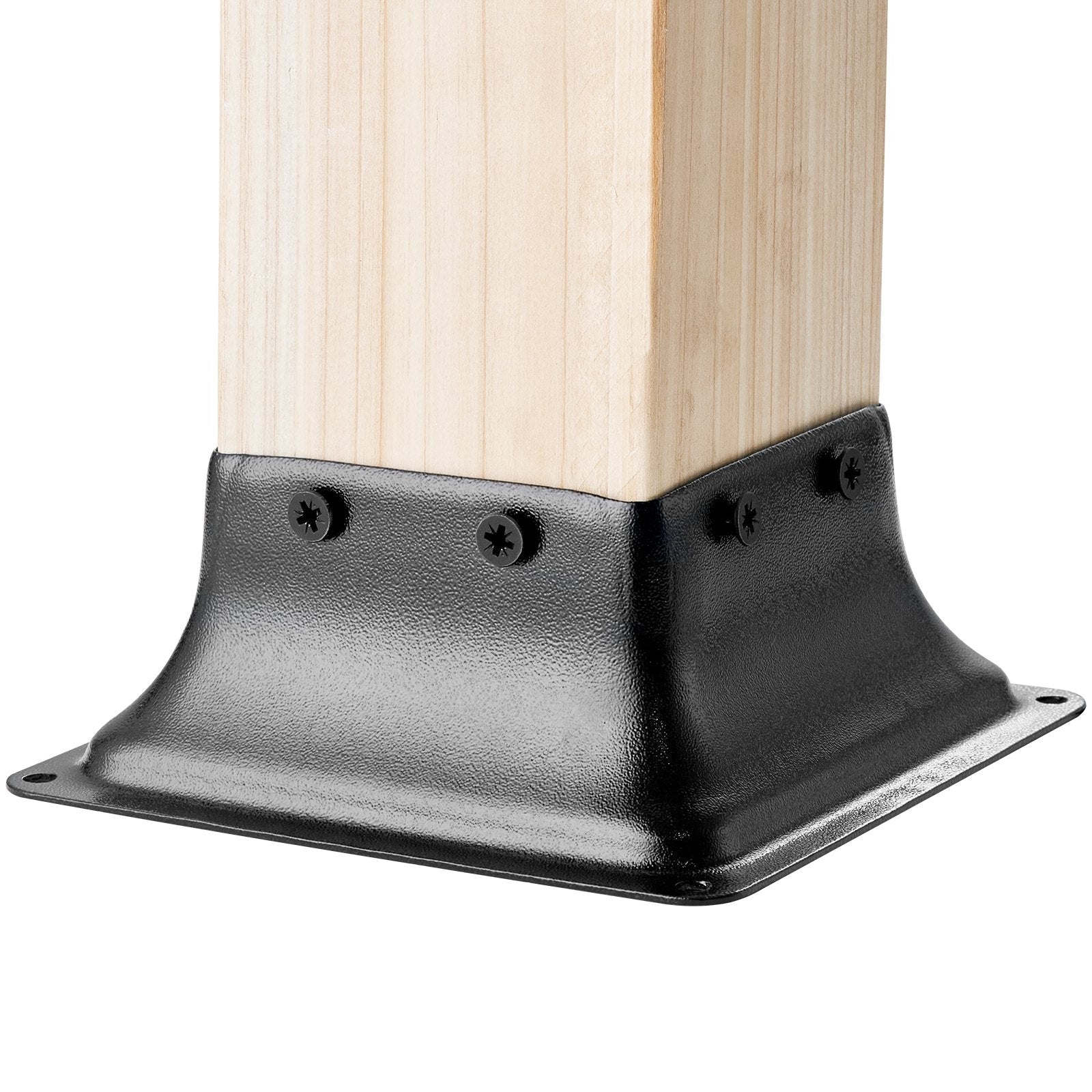 VEVOR 4x4 Post Base 4Pcs, Internal 3.6"x3.6" Heavy Duty Powder-Coated Steel Post Bracket Fit for Standard Wood Post Anchor, Decking Post Base for Deck Porch Handrail Railing Support