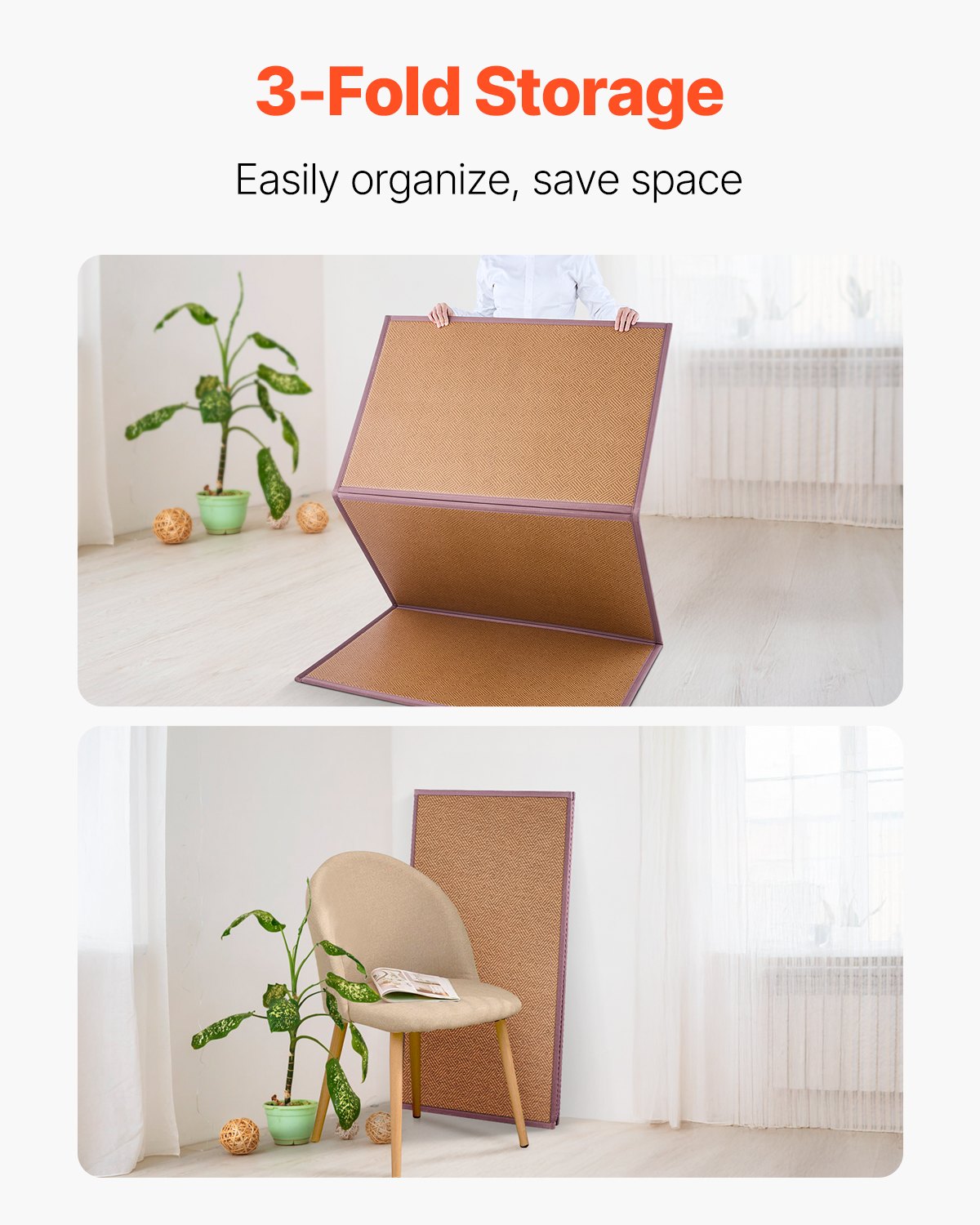 VEVOR Japanese Tatami Mat 80 x 39 in Foldable Natural Rattan Tatami Mattress