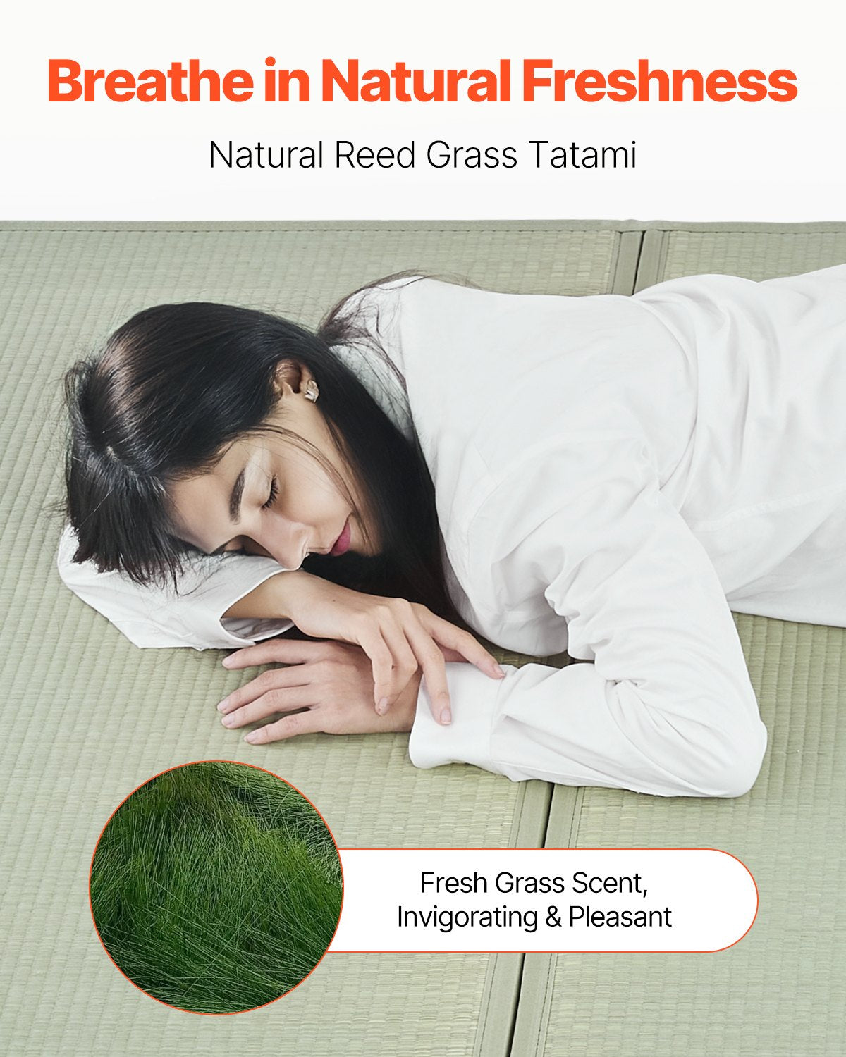 VEVOR Japanese Tatami Mat Full Foldable & Non-Slip Rush Grass Tatami Mattress