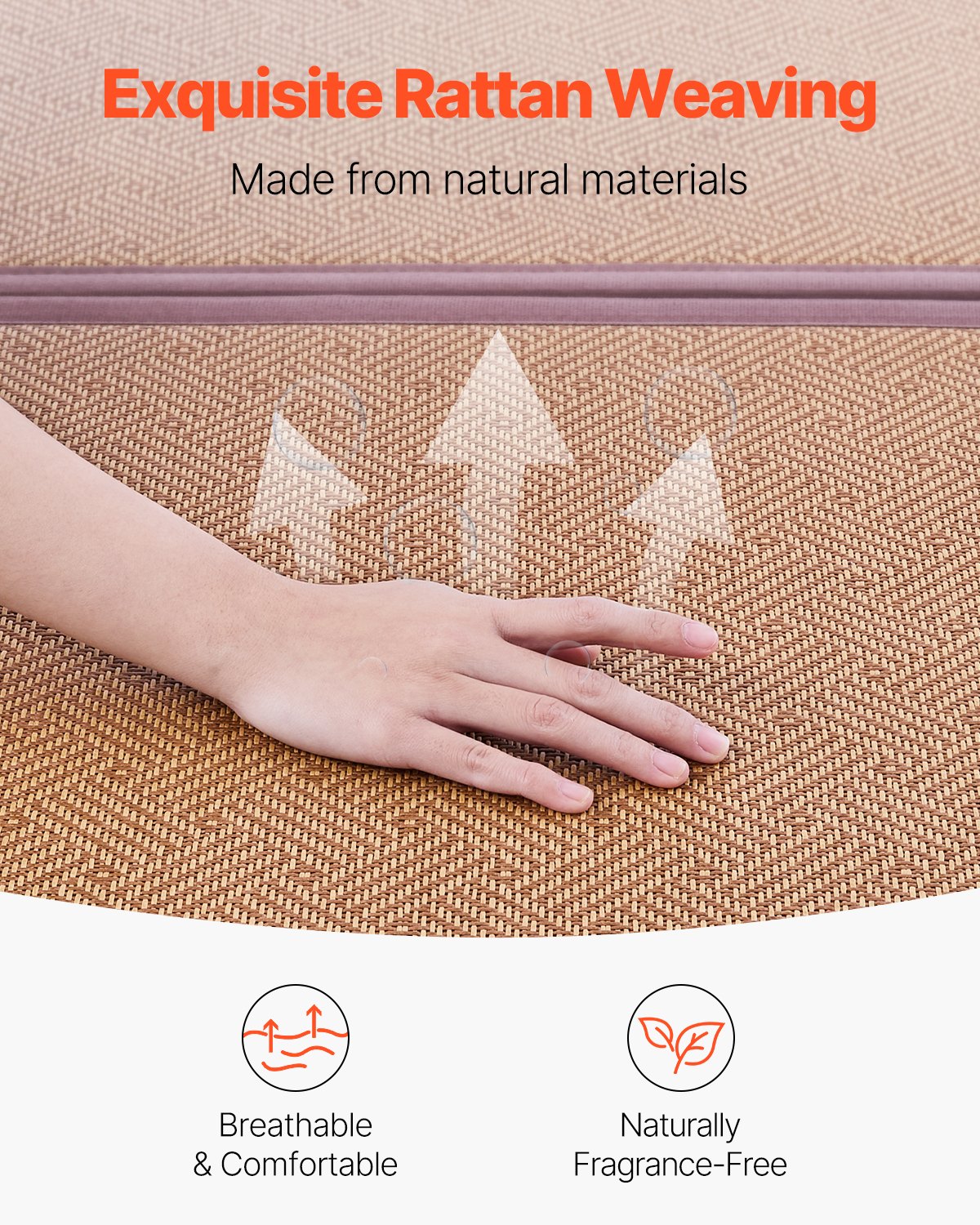 VEVOR Japanese Tatami Mat 80 x 55 in Foldable Natural Rattan Tatami Mattress