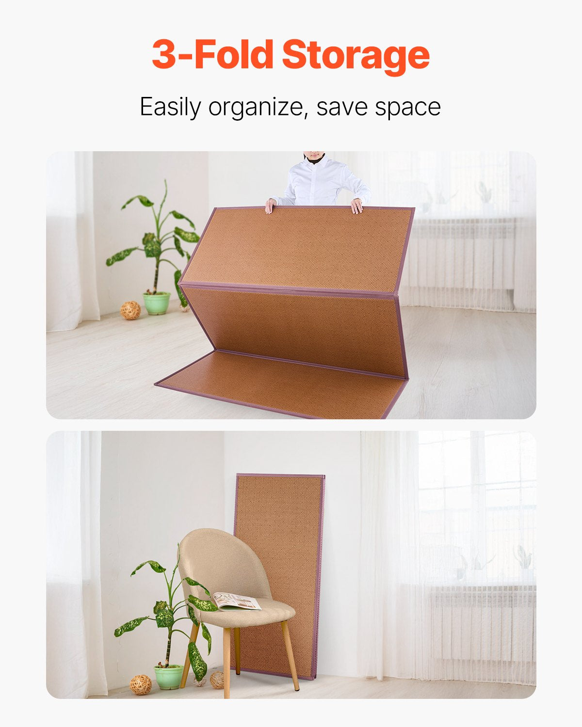 VEVOR Japanese Tatami Mat 80 x 55 in Foldable Natural Rattan Tatami Mattress