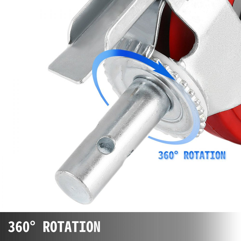 VEVOR Scaffolding Wheels Set of 4, 8\" - Scaffolding Casters Heavy Duty, 3200 Lbs Per Set - Locking Stem Casters with Brake, Red Polyurethane - Replacement for Scaffold, Shelves, Workbench