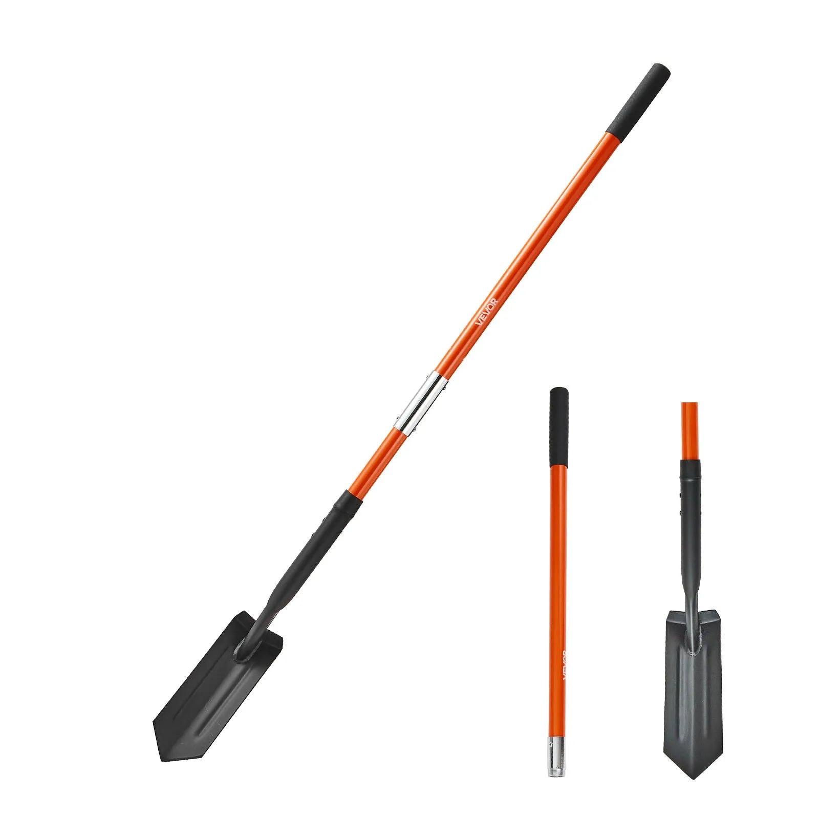 VEVOR Trench Shovel, 4 in Blade Heavy-Duty Trenching Shovel, Narrow Spade Trench Digger with Fiberglass Handle and Non-Slip Grip, for Gardening, Digging Holes, Trenching, and Planting, 56 in Long