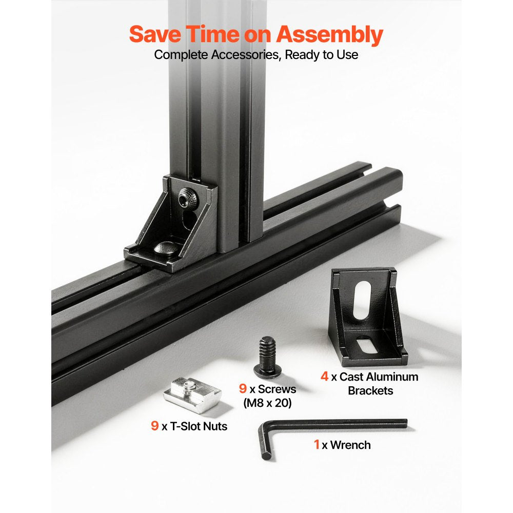 4PCS 4040 Aluminum Extrusion Profile 78.74" (2000mm) T-Slot Linear Rails, European Standard Anodized 6063-T5 Aluminum for CNC Machines, 3D Printers & DIY Workbenches - Black
