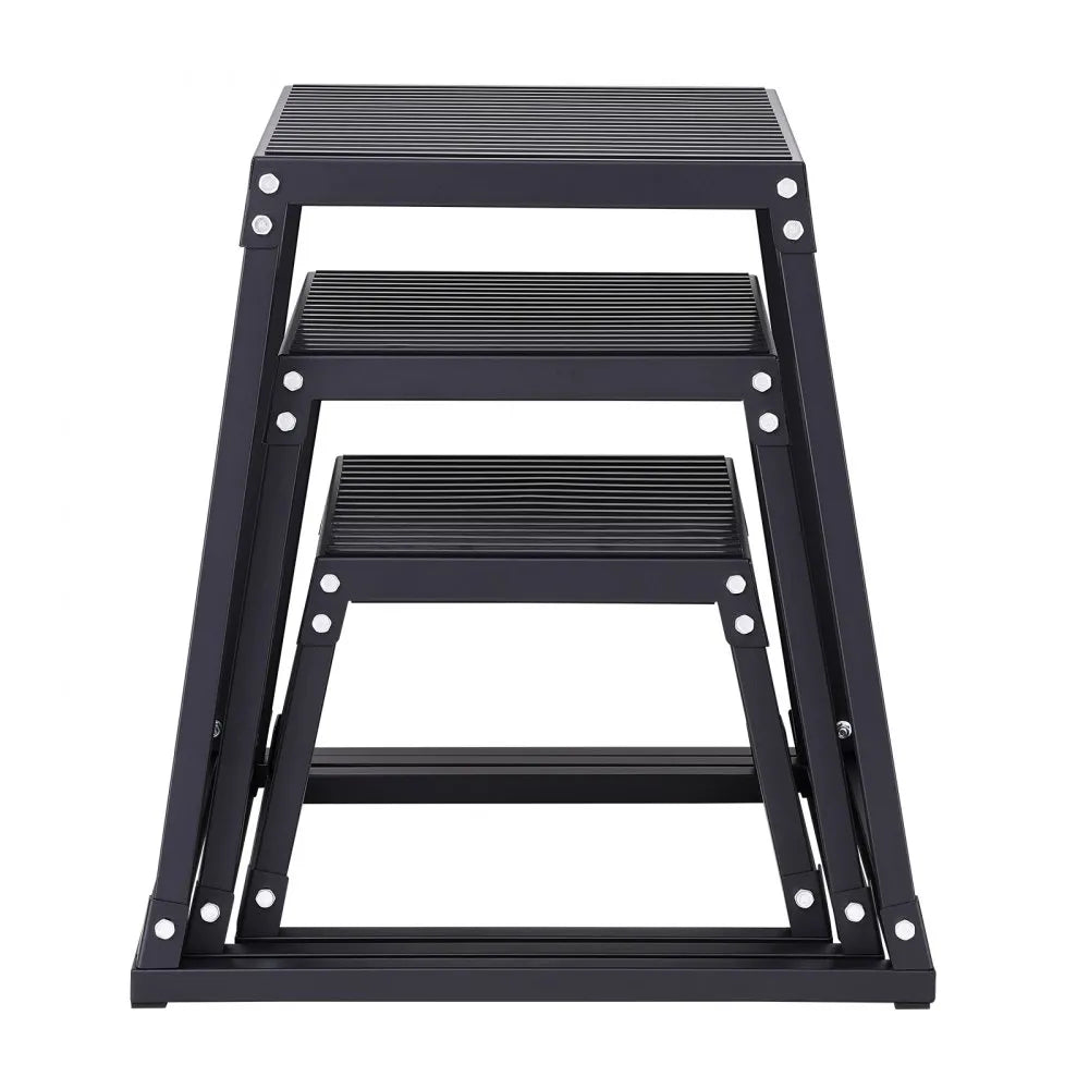 VEVOR Plyometric Jump Boxes, 12/18/24 Inch Plyo Box, Platform and Jumping Agility Box, Anti-Slip Fitness Exercise Step Up Box Set for Home Gym Training, Conditioning Strength Training, Black