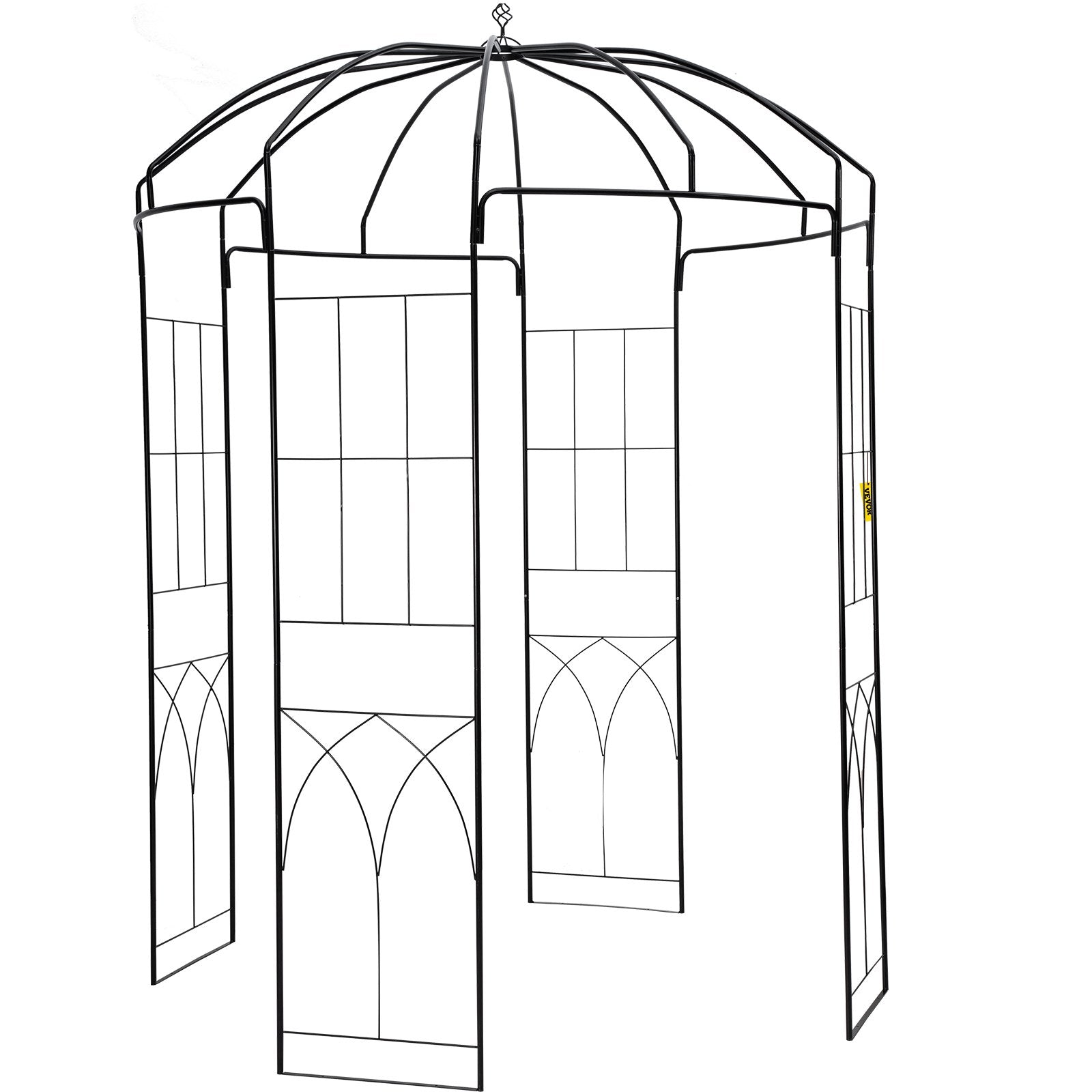 VEVOR Birdcage Shape Gazebo,8' High x 5.2' Wide, Heavy Duty Wrought Iron Arbor, Wedding Arch Trellis for Climbing Vines in Outdoor Garden, Lawn, Backyard, Patio, Black