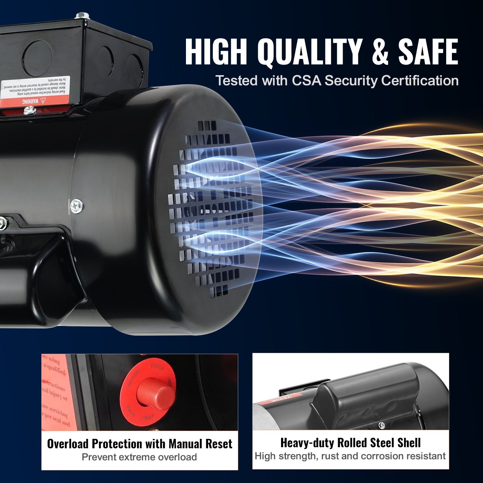 VEVOR 1HP Electric Motor 1725RPM AC115V/230V 56C Frame 1-Phase 5/8" Keyed Shaft