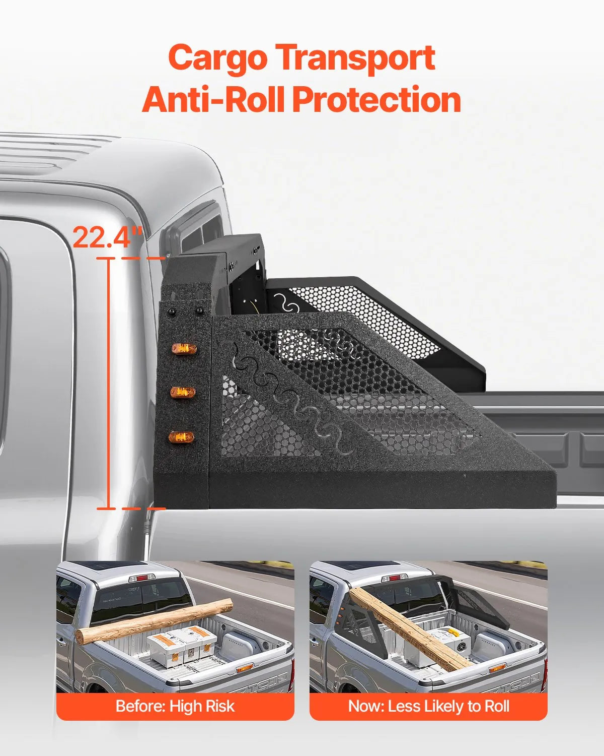 VEVOR Truck Bed Roll Bar Universal Chase Rack with Light for Full-Size Pickup