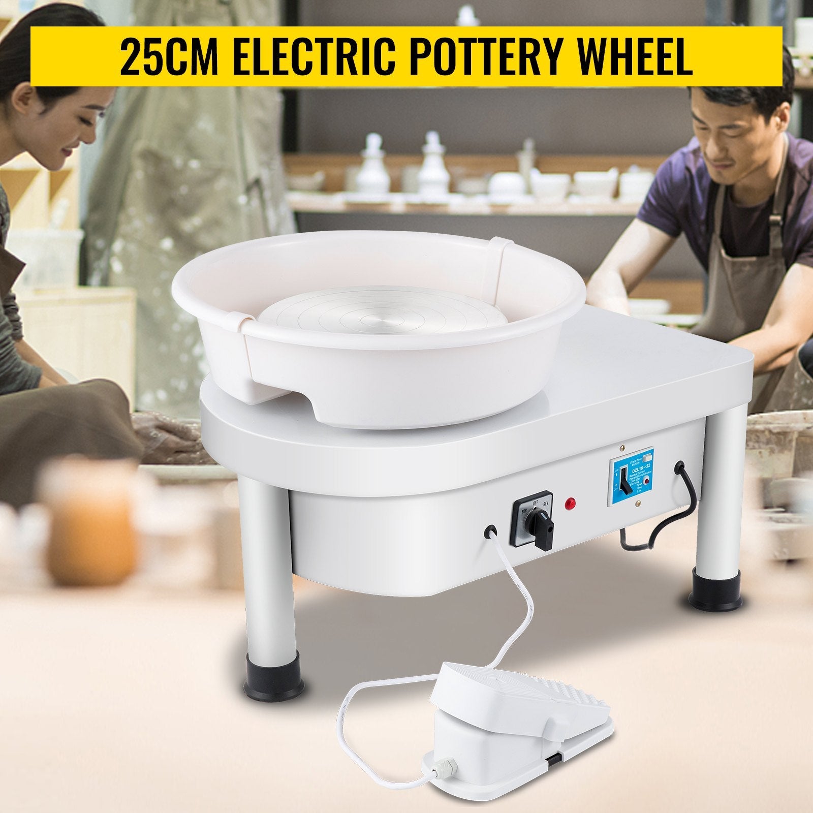VEVOR Pottery Wheel 25CM Pottery Forming Machine 350W Electric Wheel for Pottery with Foot Pedal and Detachable Basin Easy Cleaning for Ceramics Clay Art Craft DIY