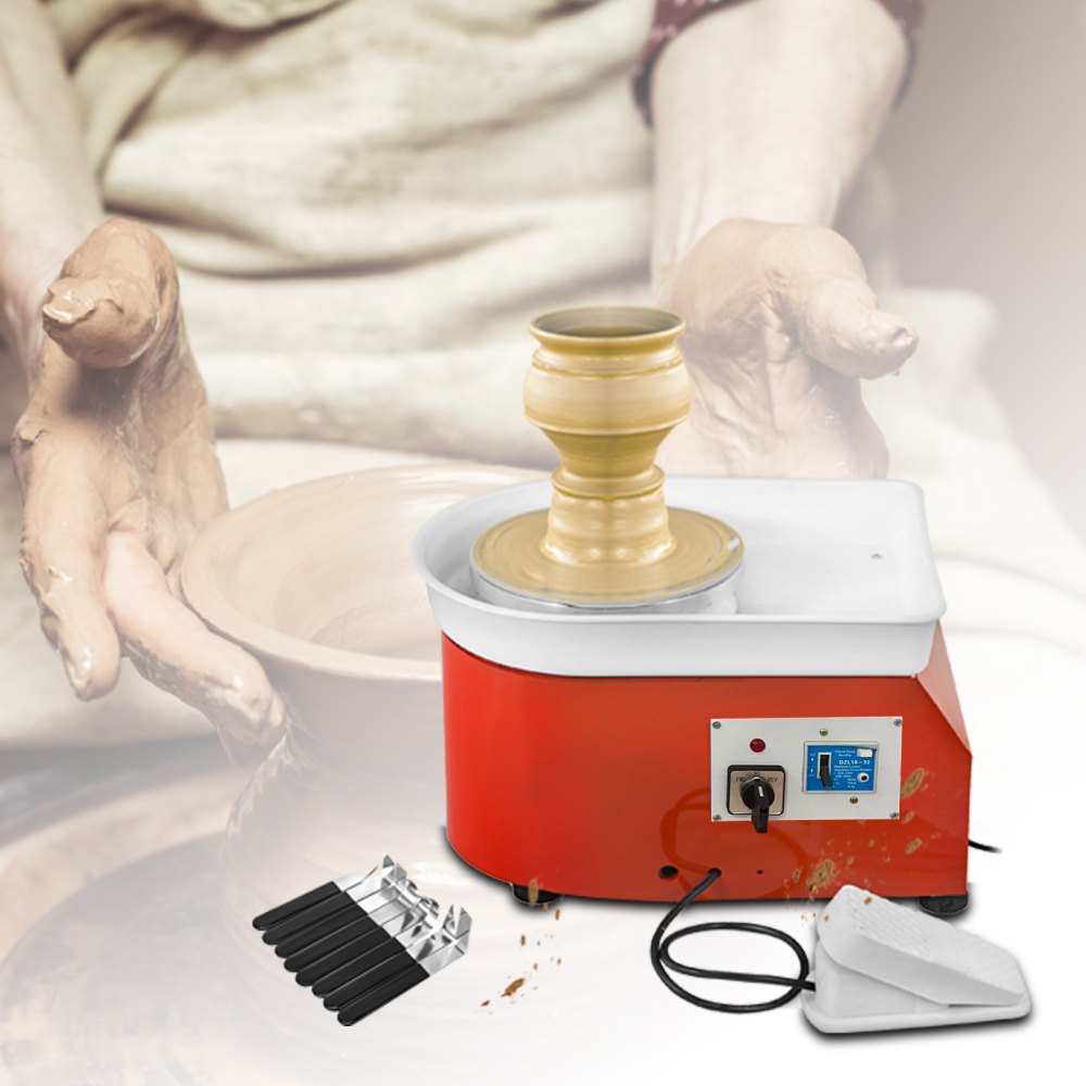 VEVOR Pottery Wheel 25cm Pottery Forming Machine with Sculpting Set Adjustable Feet Ceramic Pottery Wheel 280W Art Craft DIY Clay Tool for Ceramic Work Ceramics Clay