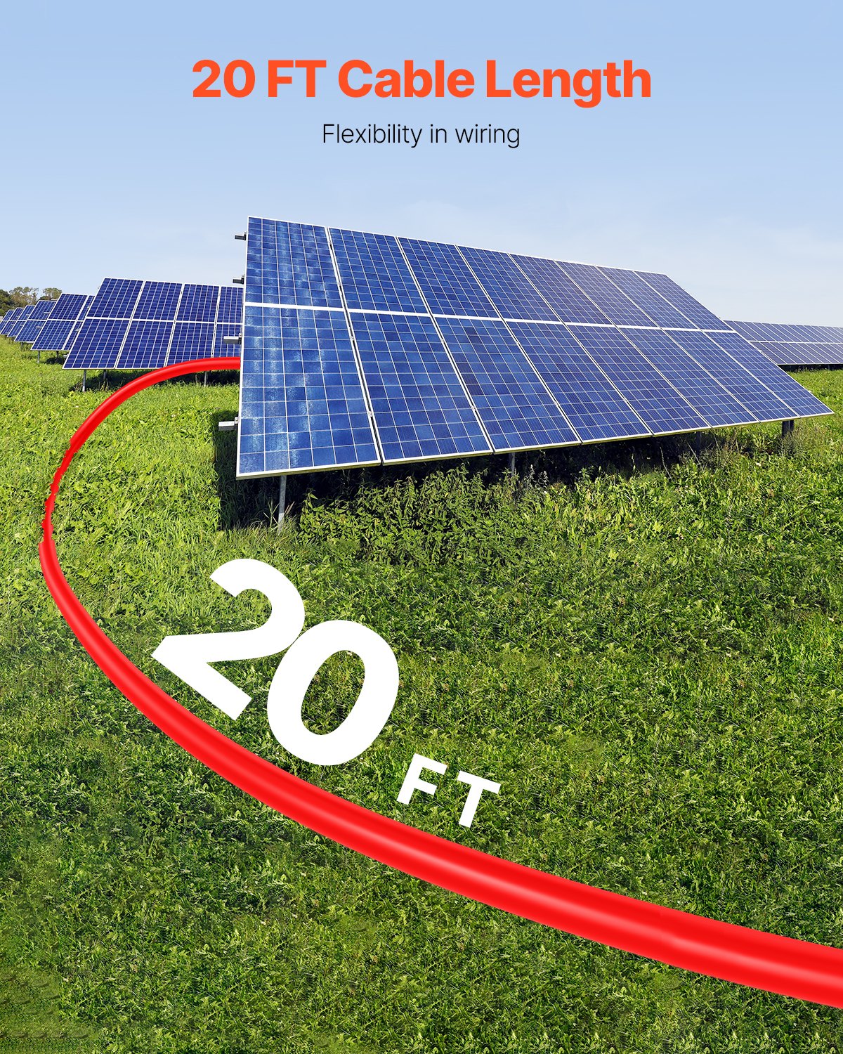 VEVOR 20FT Solar Panel Extension Wire with Female & Male Connectors 10AWG 1 Pair