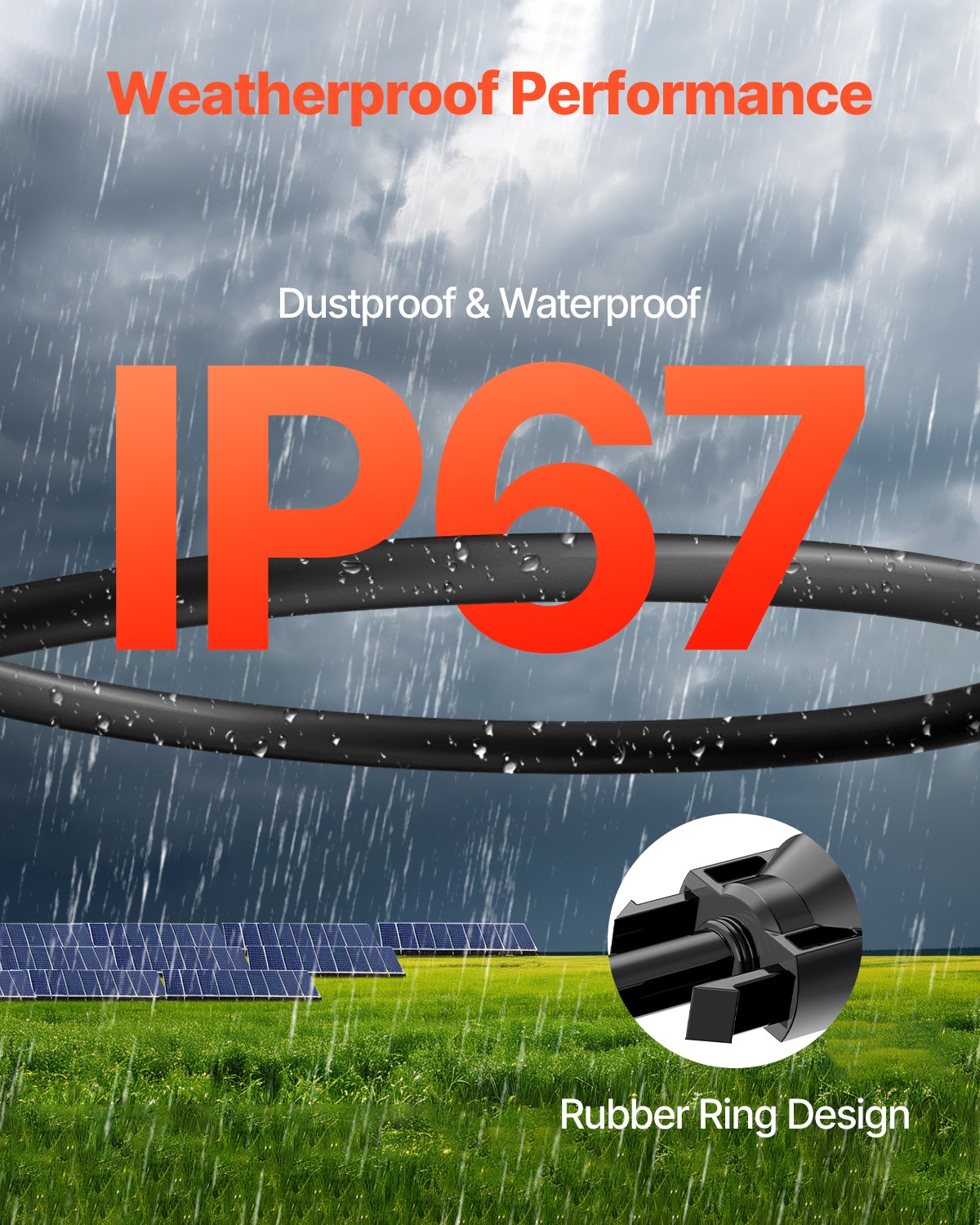 VEVOR 20FT Solar Panel Extension Wire with Female & Male Connectors 10AWG 1 Pair