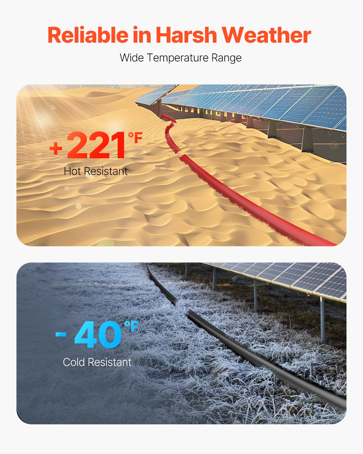 VEVOR 20FT Solar Panel Extension Wire with Female & Male Connectors 10AWG 1 Pair