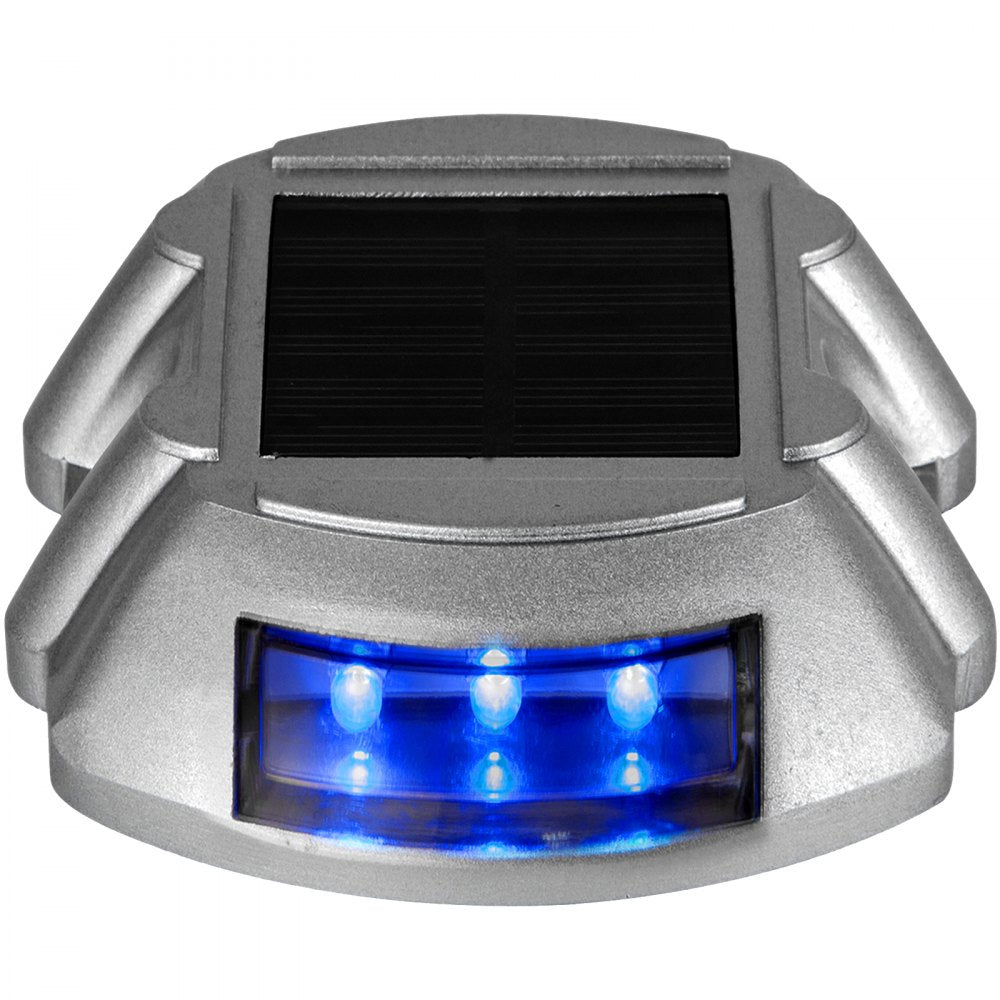 VEVOR Driveway Lights 8-Pack, Solar Driveway Lights with Switch Button, Solar Deck Lights Waterproof, Wireless Dock Lights 6 LEDs for Path Warning Garden Walkway Sidewalk Steps, LED Bright Blue