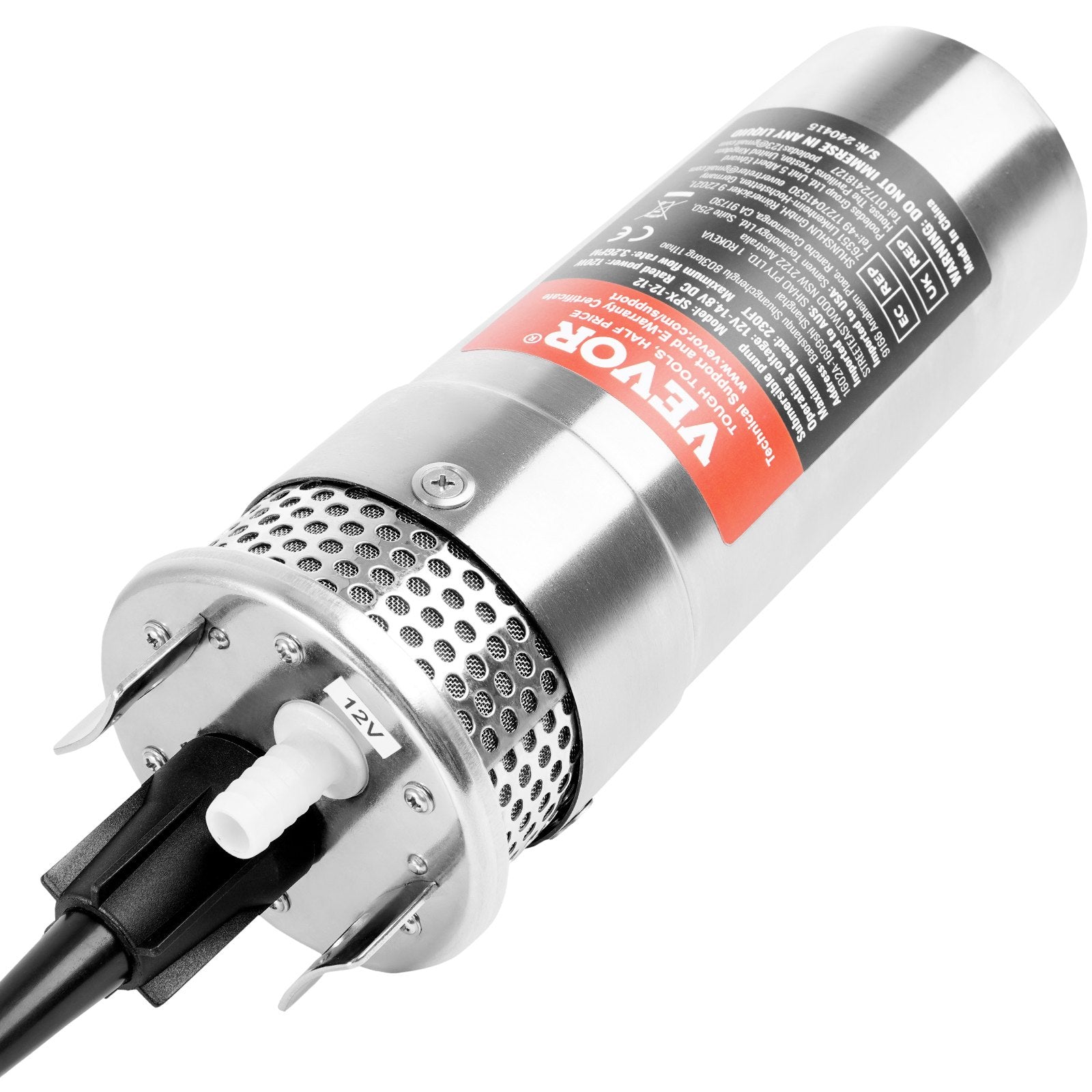 VEVOR Solar Water Pump, 12V DC 120W Submersible Deep Well Pump, Max Flow 3.2 GPM, Max Head 230 ft, Max Submersion 98.4 ft, Solar Powered Water Pump for Well, Farm Ranch Irrigation, Livestock Drinking