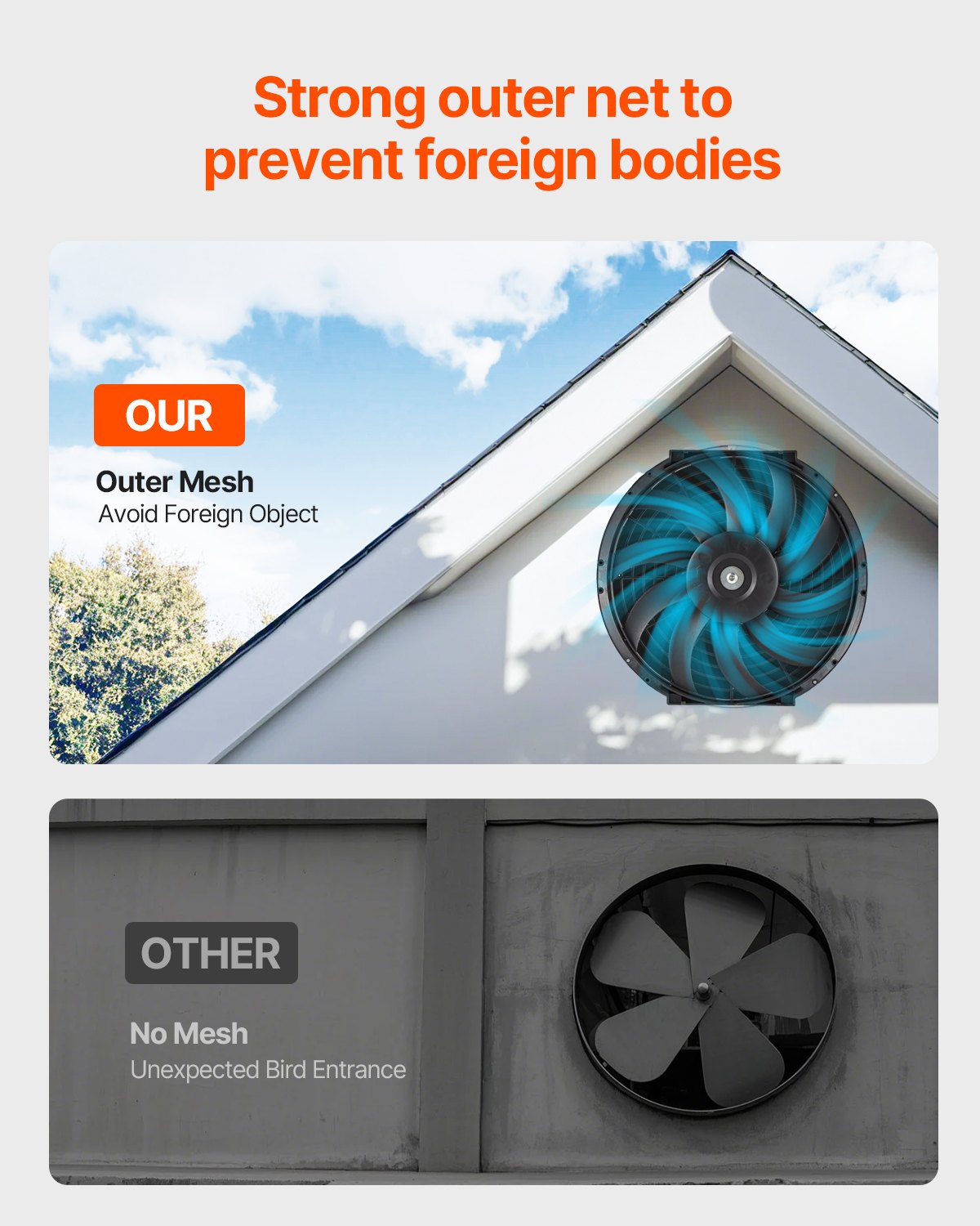 VEVOR 12" Gable Mount Fan 1300 CFM Attic Exhaust Fan with Adjustable Thermostat