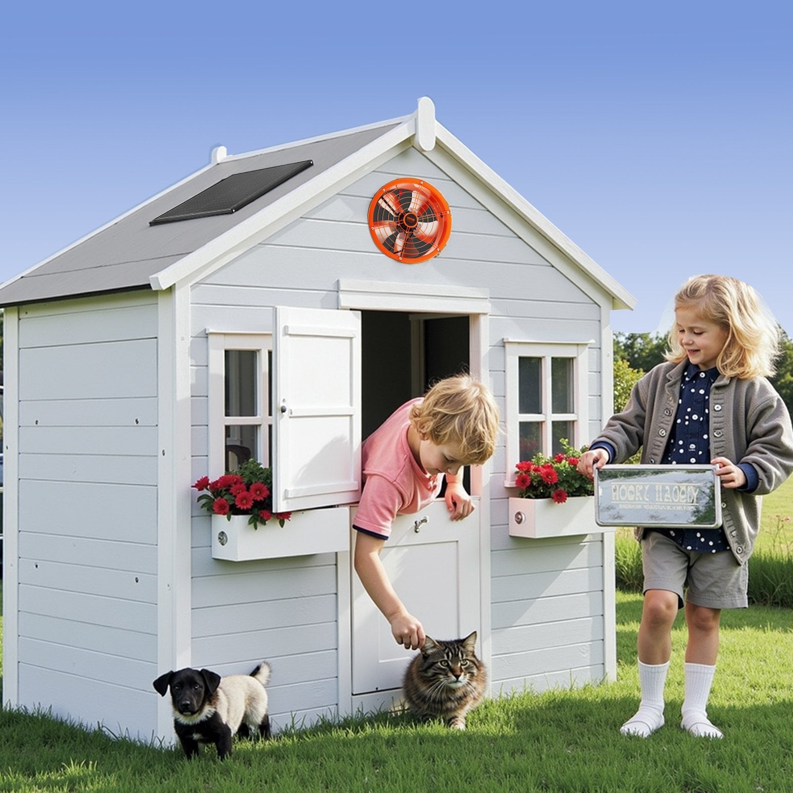 VEVOR 14" Gable Mount Fan 1300 CFM Attic Vent Fan with Adjustable Thermostat