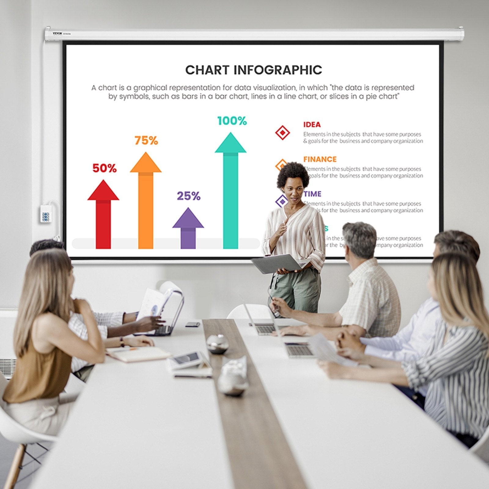 VEVOR Motorized Projector Screen, 100 inch 16:9 4K 1080 HD Electric Projector Screen, Automatic Projection Screen with Remote Control, Wall Mount Movie Screen for Family Home Office Theater