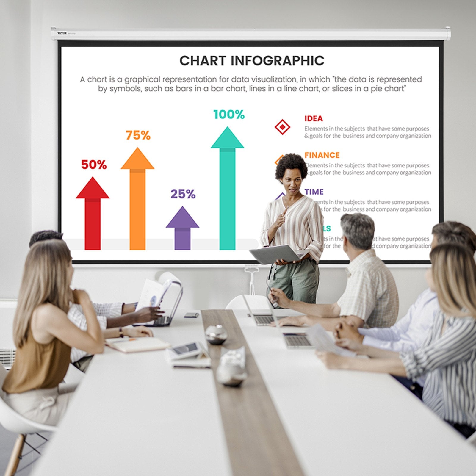 VEVOR Manual Pull Down Projector Screen, 100 inch 16:9 4K 1080 HD Retractable Projector Screen, Auto-Locking Portable Projection Screen, Portable Projector Movie Screen for Family Home Office Theater