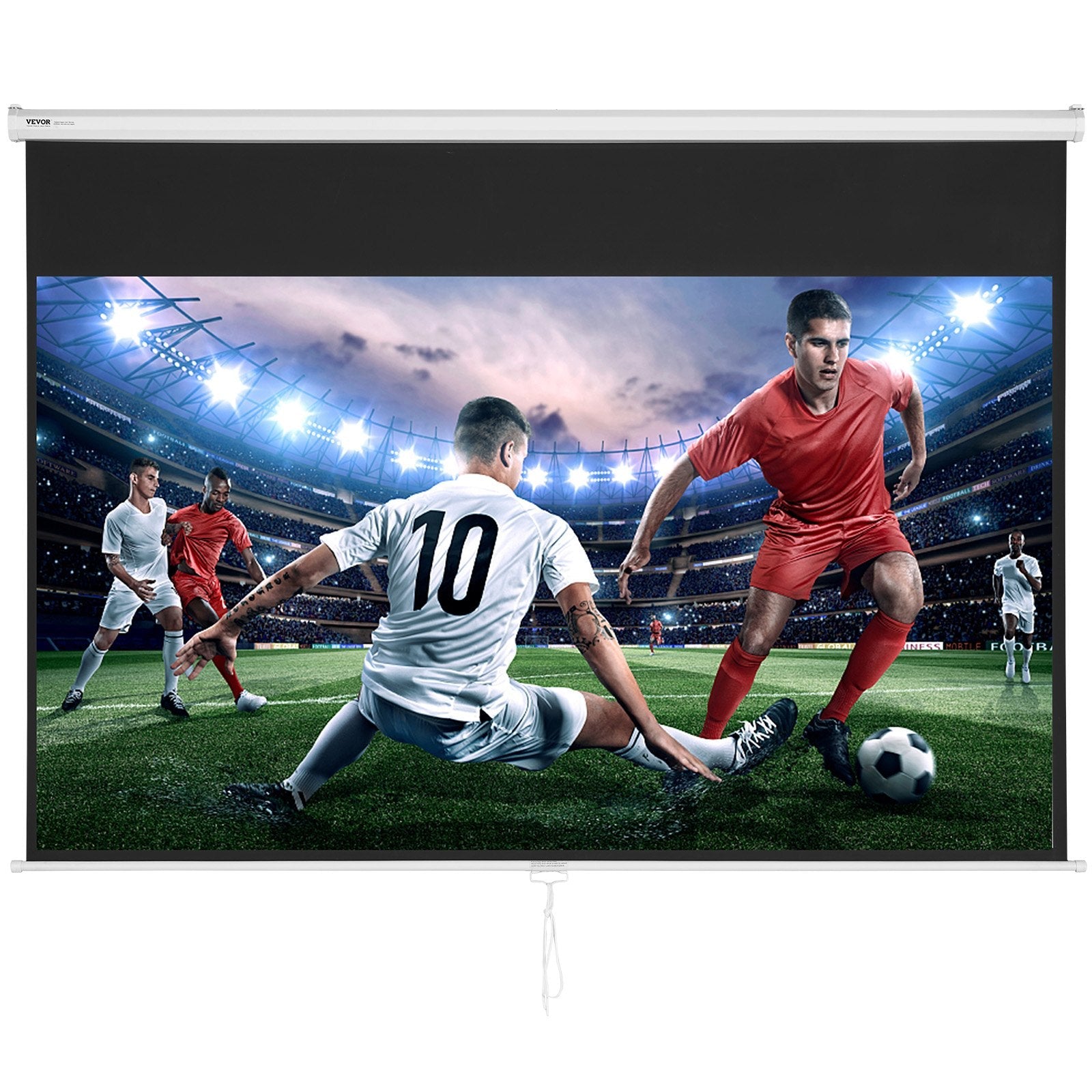 VEVOR Manual Pull Down Projector Screen, 100 inch 16:9 4K 1080 HD Retractable Projector Screen, Auto-Locking Portable Projection Screen, Portable Projector Movie Screen for Family Home Office Theater