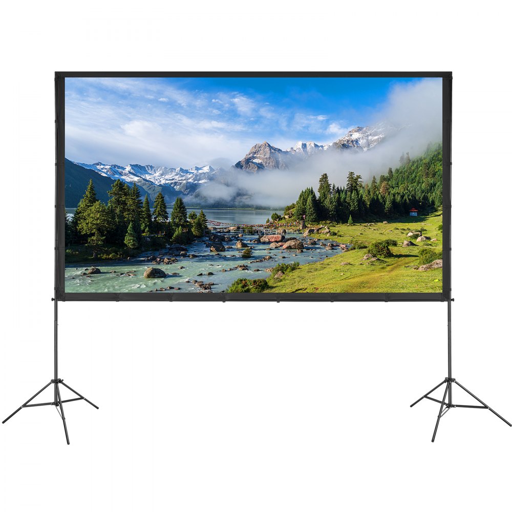 VEVOR Projector Screen with Stand, 120 inch 16:9 4K 1080 HD Outdoor Movie Screen with Stand, Wrinkle-Free Projection Screen with Tripods and Carry Bag, for Home Theater Cinema Backyard Movie Night
