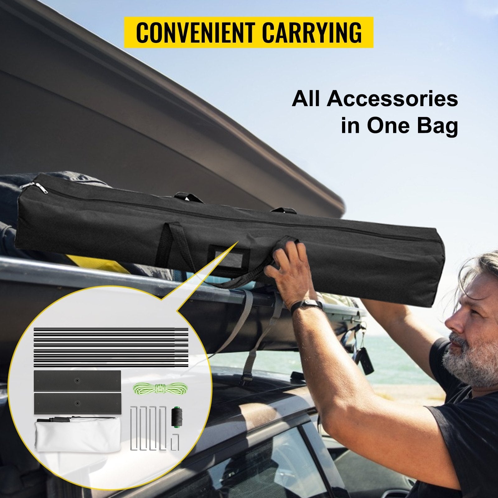 VEVOR Outdoor Movie Screen w/ Stand Portable Projector Screen 90" 16:9 HD 4K