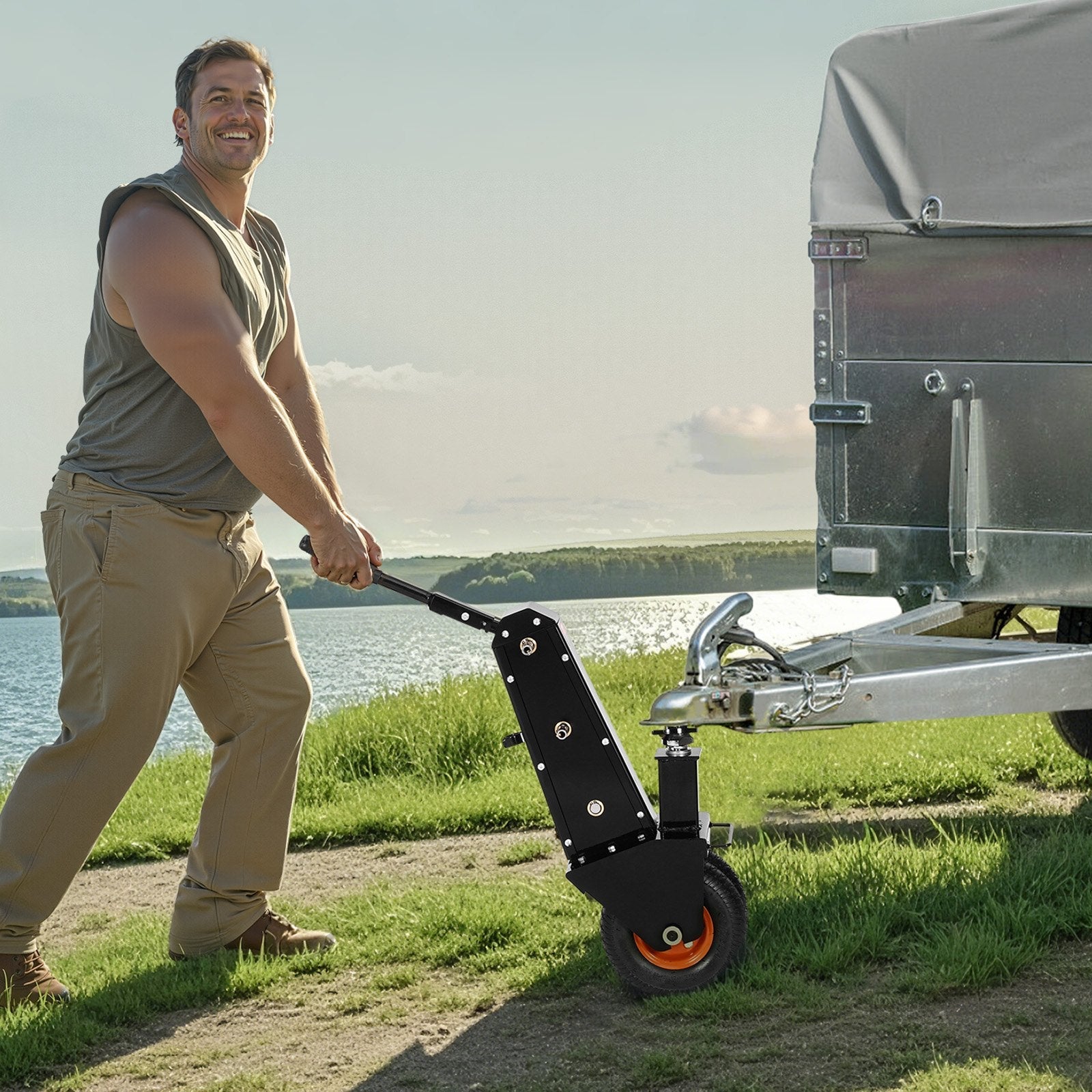 300lbs Adjustable Trailer Dolly 16.5 and 22 in Height 1-7/8 and 2 in Balls
