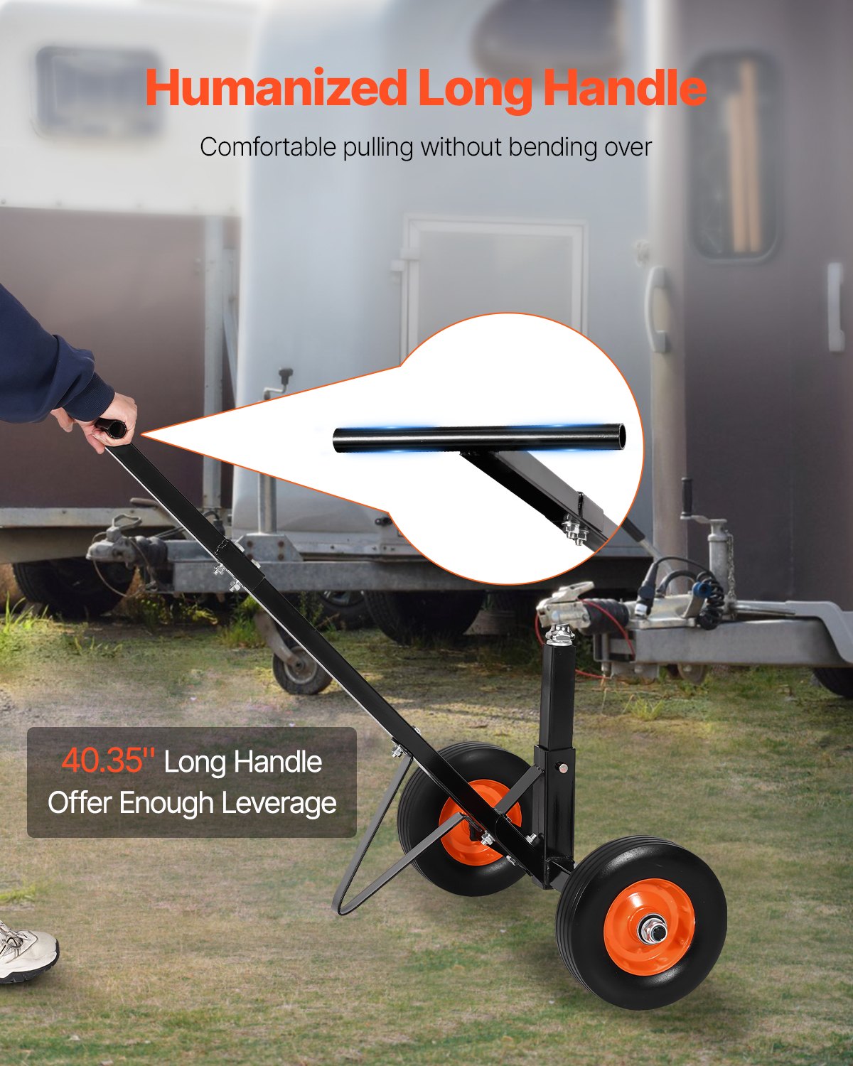 600lbs Trailer Dolly 16.5 and 22 inAdjustable Height 1-7/8 in Ball Solid Tires