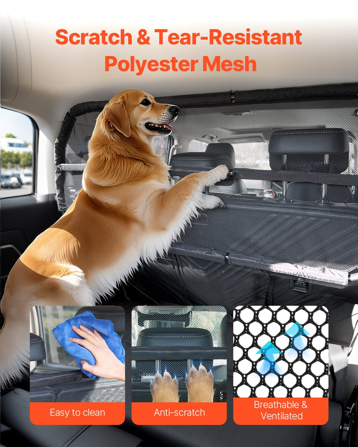 VEVOR Dog Car Barrier 46" Wide Car Divider for Cargo Area Vehicle Pet Barrier