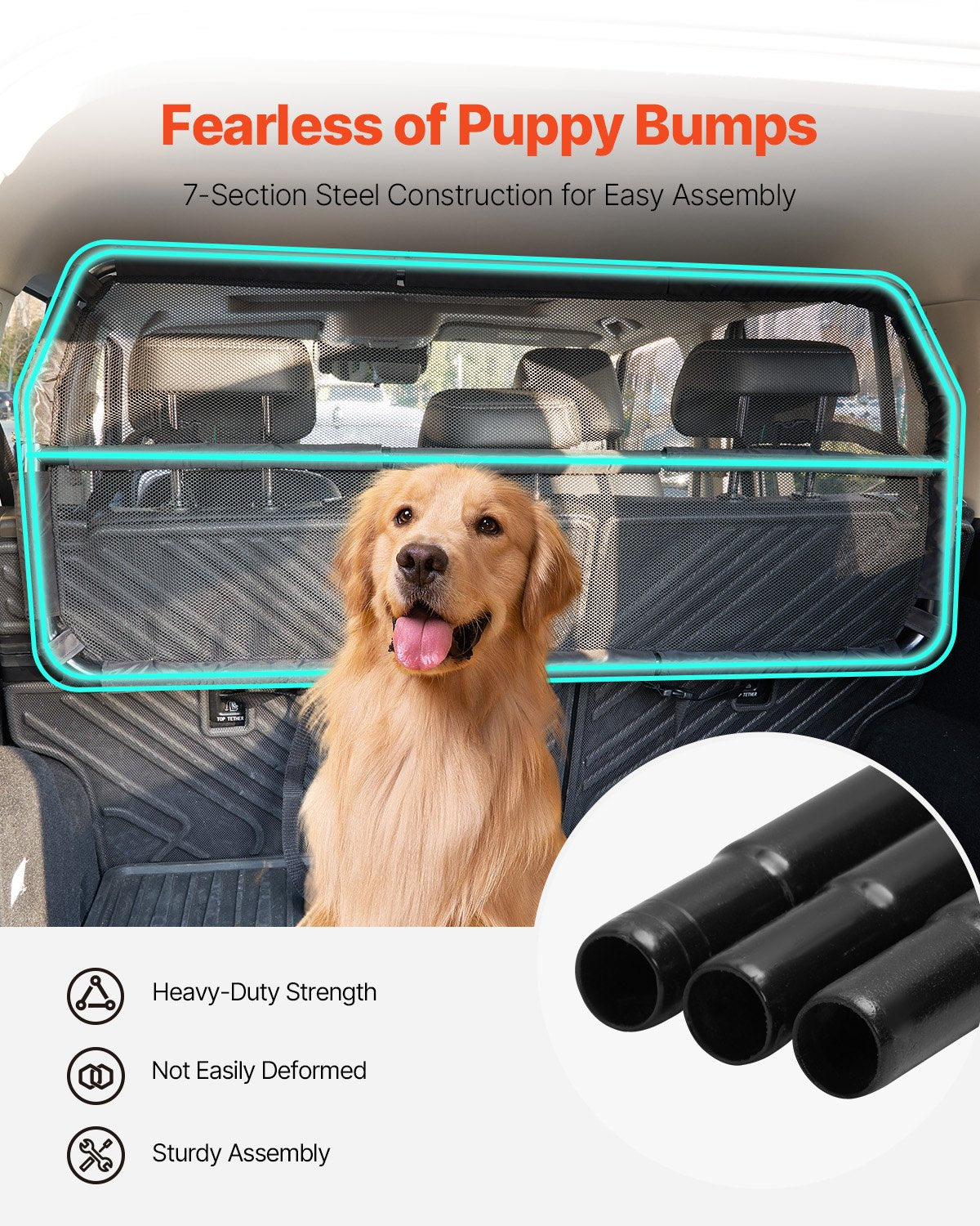 VEVOR Dog Car Barrier 46" Wide Car Divider for Cargo Area Vehicle Pet Barrier