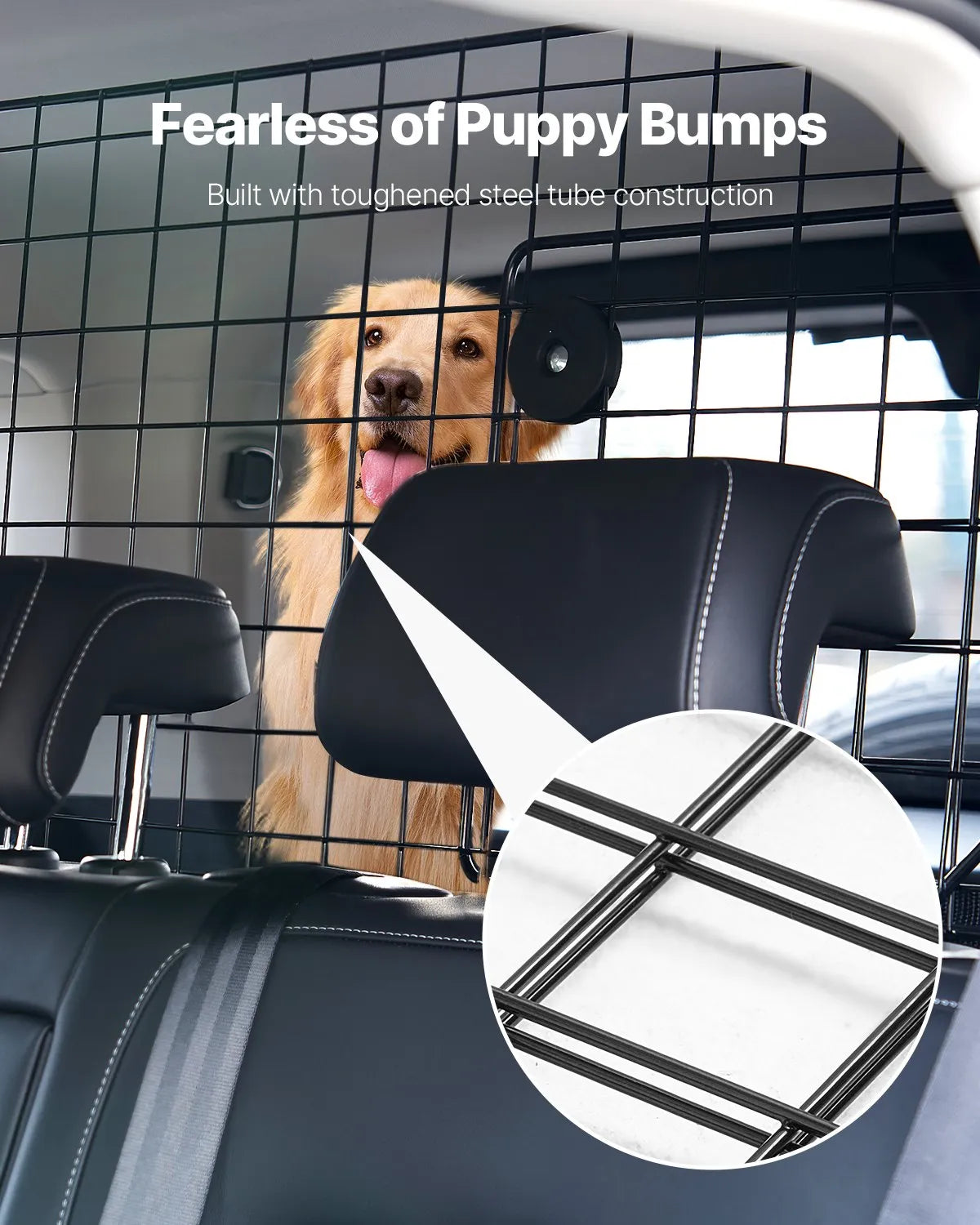 VEVOR Dog Car Barrier 38"-66.3" Adjustable Pet Divider Gate for Cargo Area