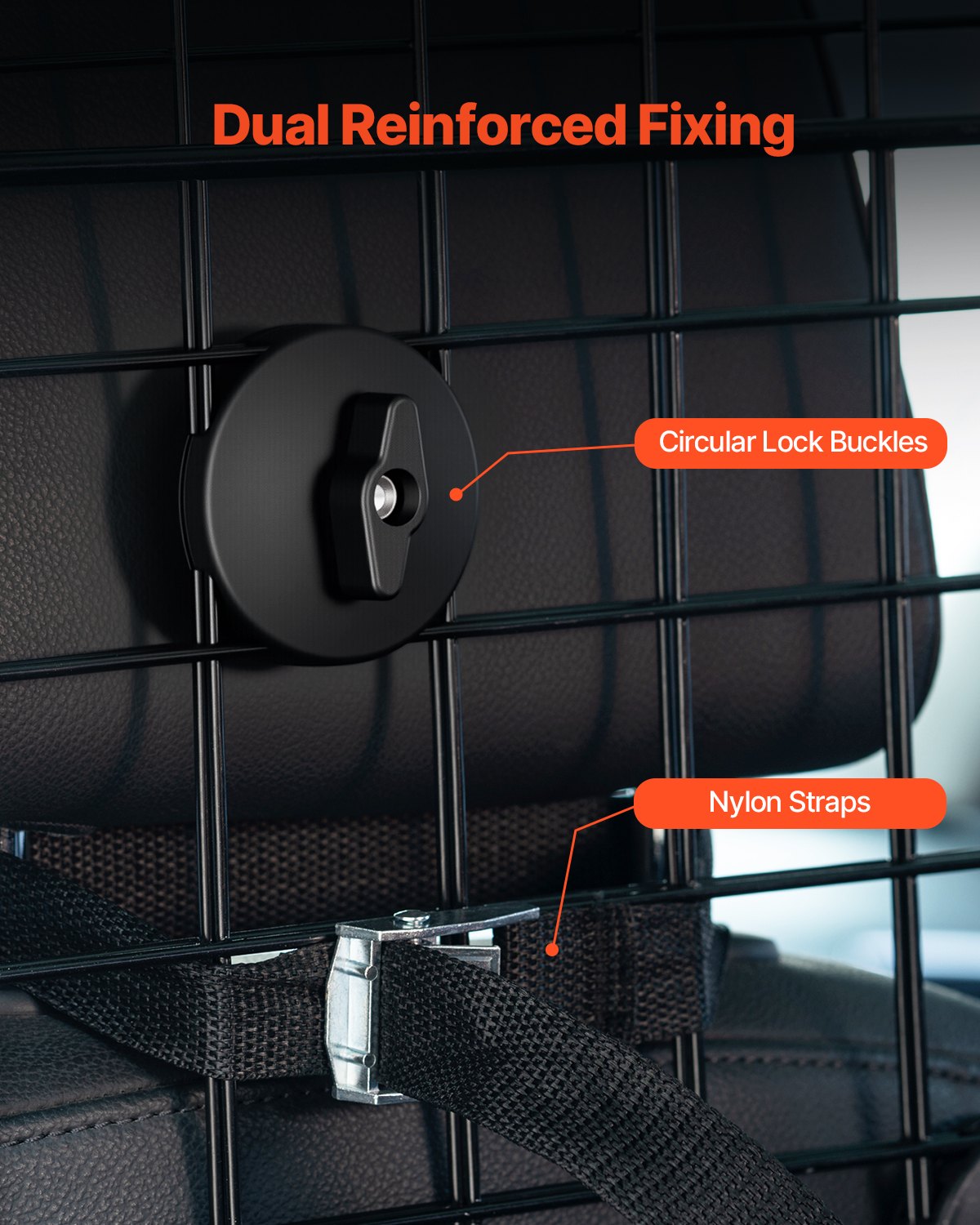 VEVOR Dog Car Barrier 36.6"-60" Adjustable Pet Divider Gate for Cargo Area