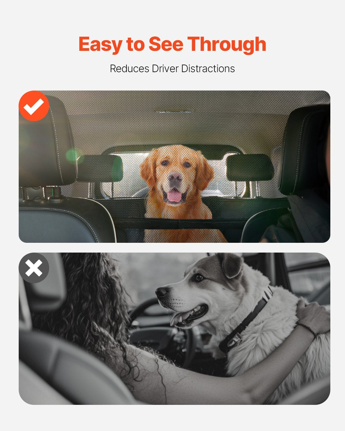 VEVOR Dog Car Barrier 56" Wide Front Seats Installation Car Divider for SUVs