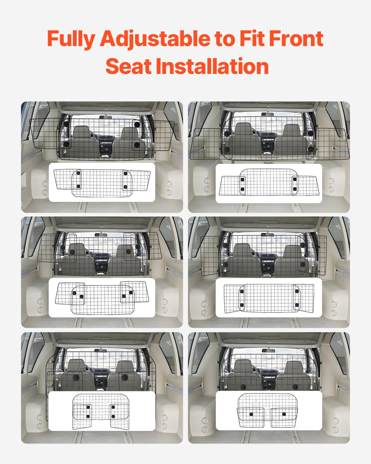 VEVOR Dog Car Barrier 35.4"-60.6" Adjustable Pet Divider Gate for Trucks SUVs