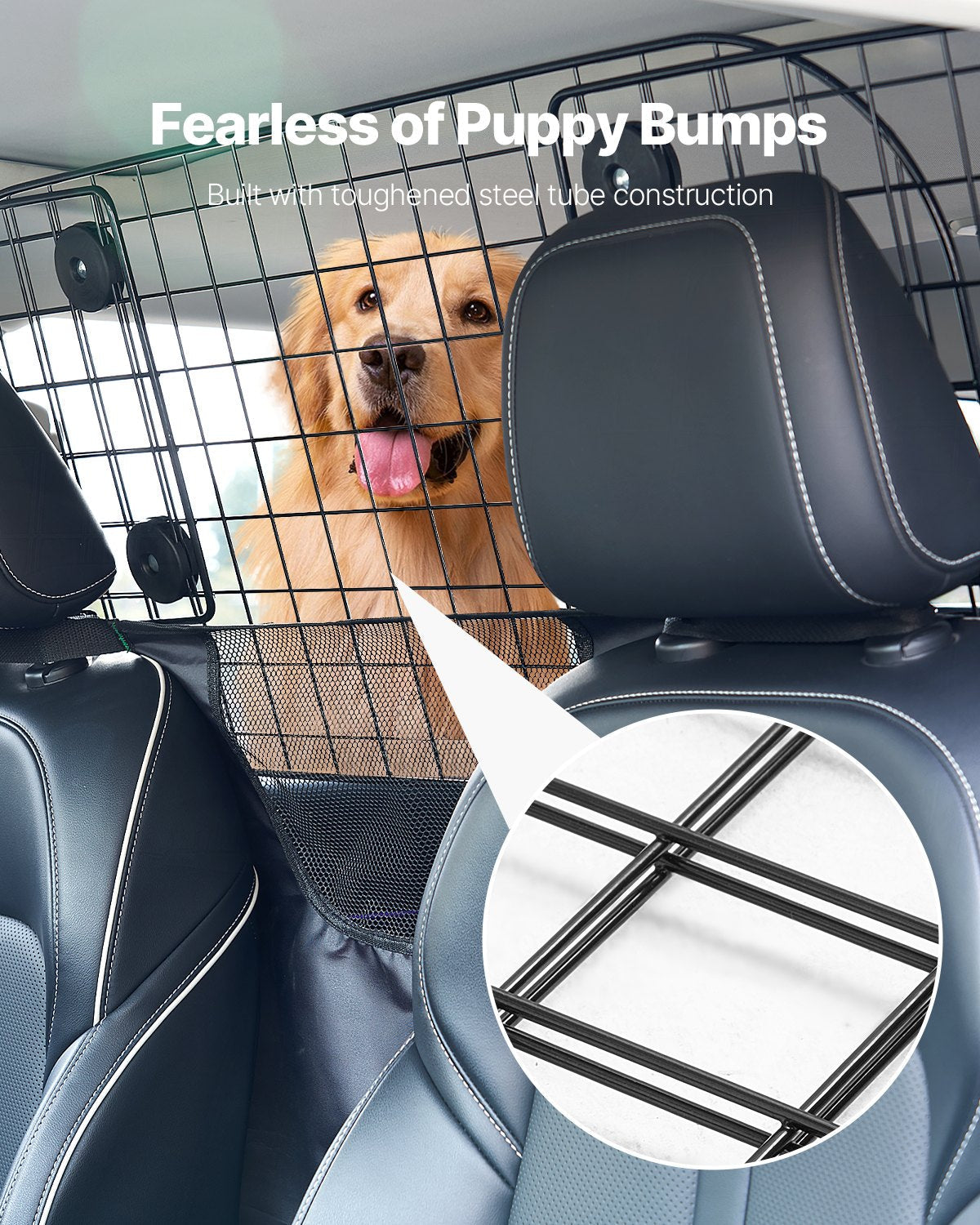 VEVOR Dog Car Barrier 35.4"-60.6" Adjustable Pet Divider Gate for Trucks SUVs