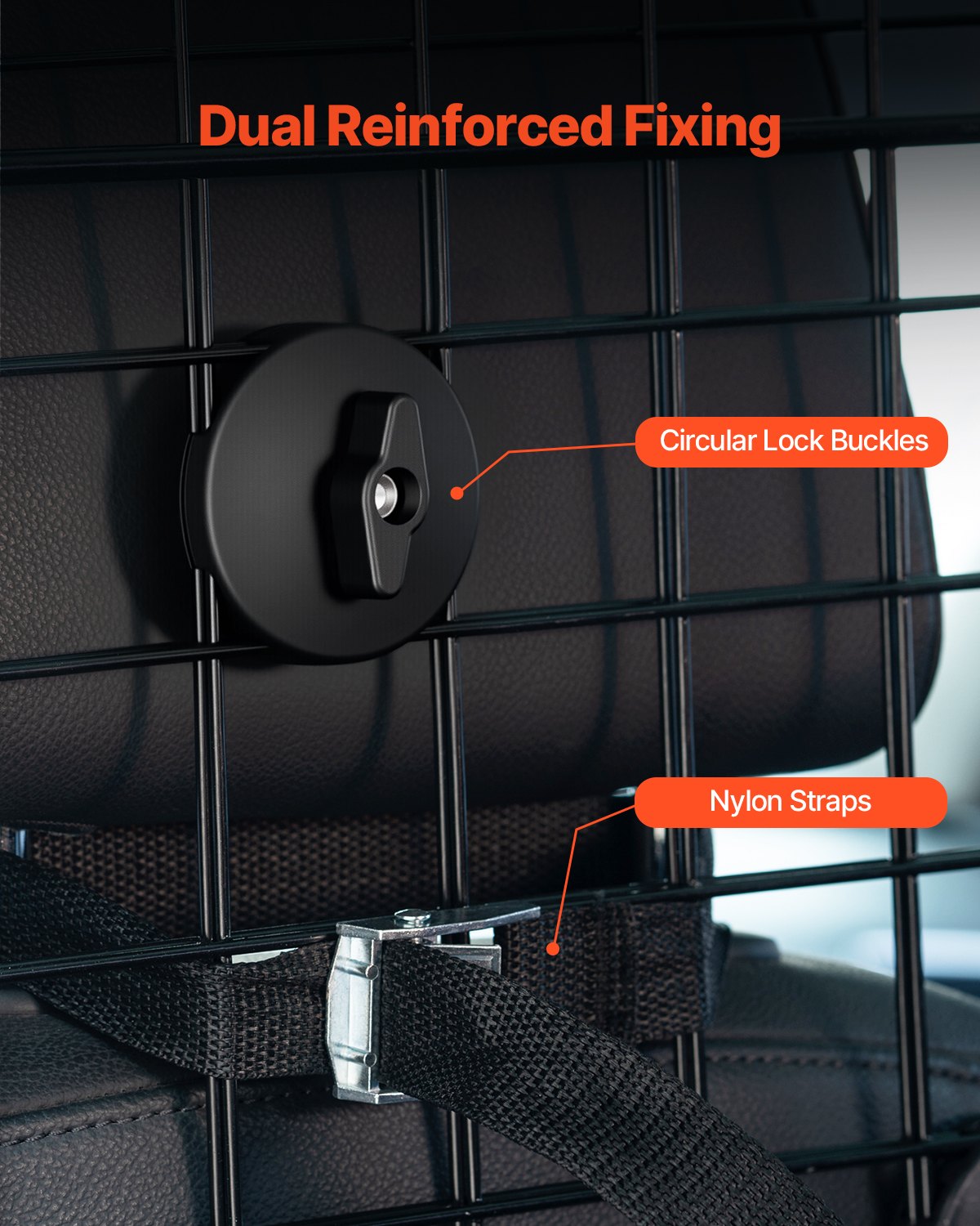 VEVOR Dog Car Barrier 35.4"-60.6" Adjustable Pet Divider Gate for Trucks SUVs